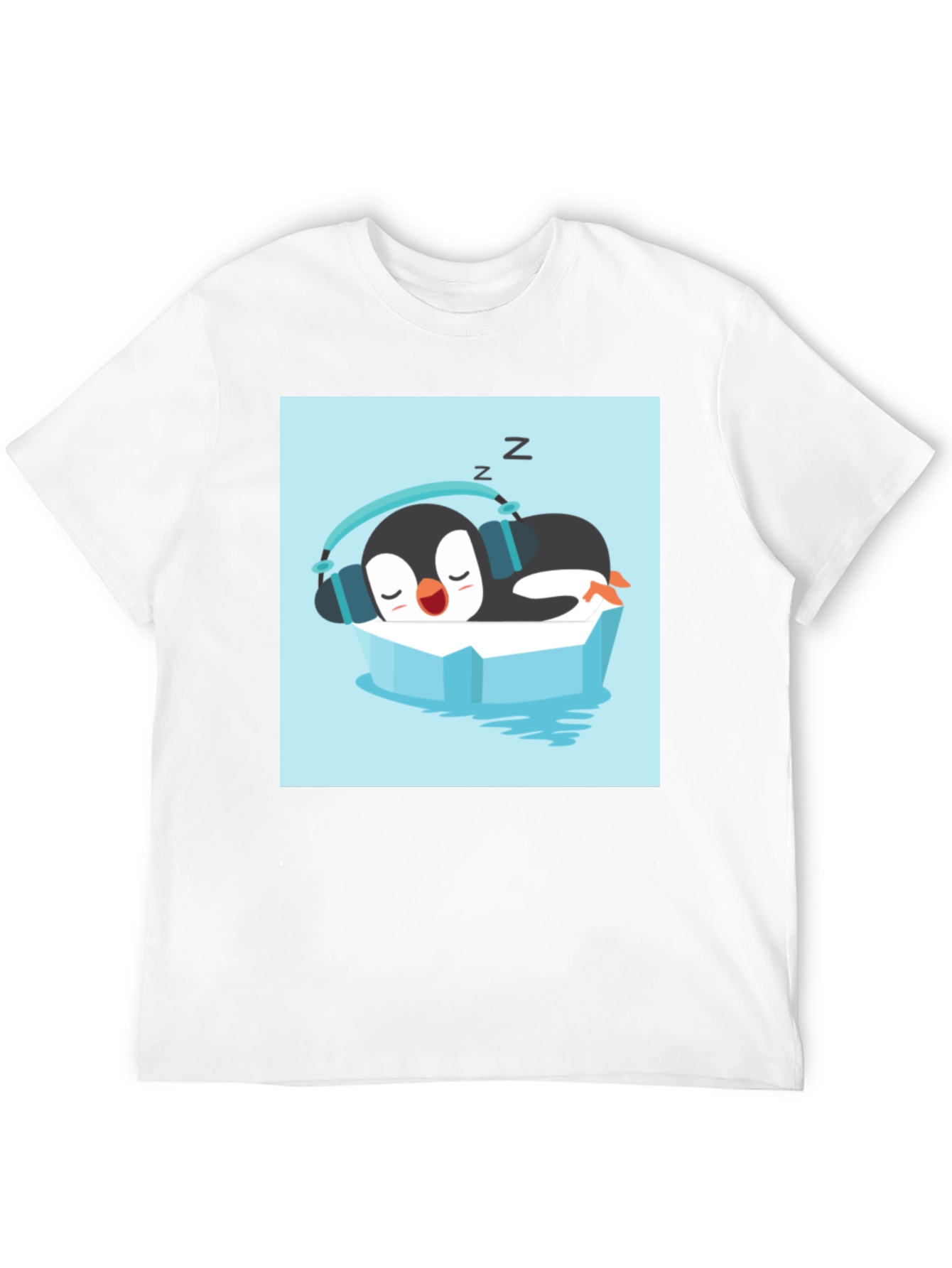 Relaxed Penguin Tee - Sleepy Iceberg Design