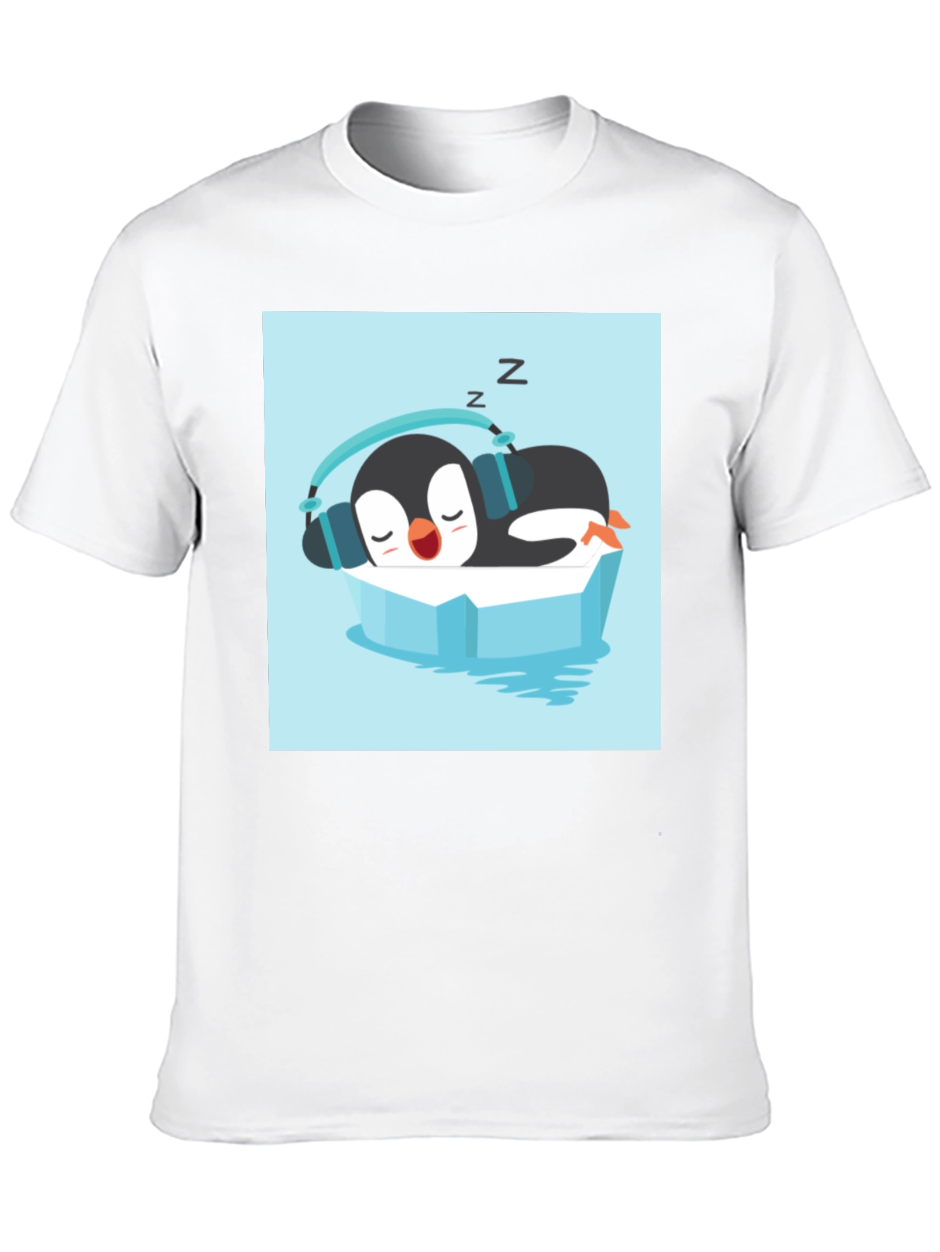 Relaxed Penguin Tee - Sleepy Iceberg Design