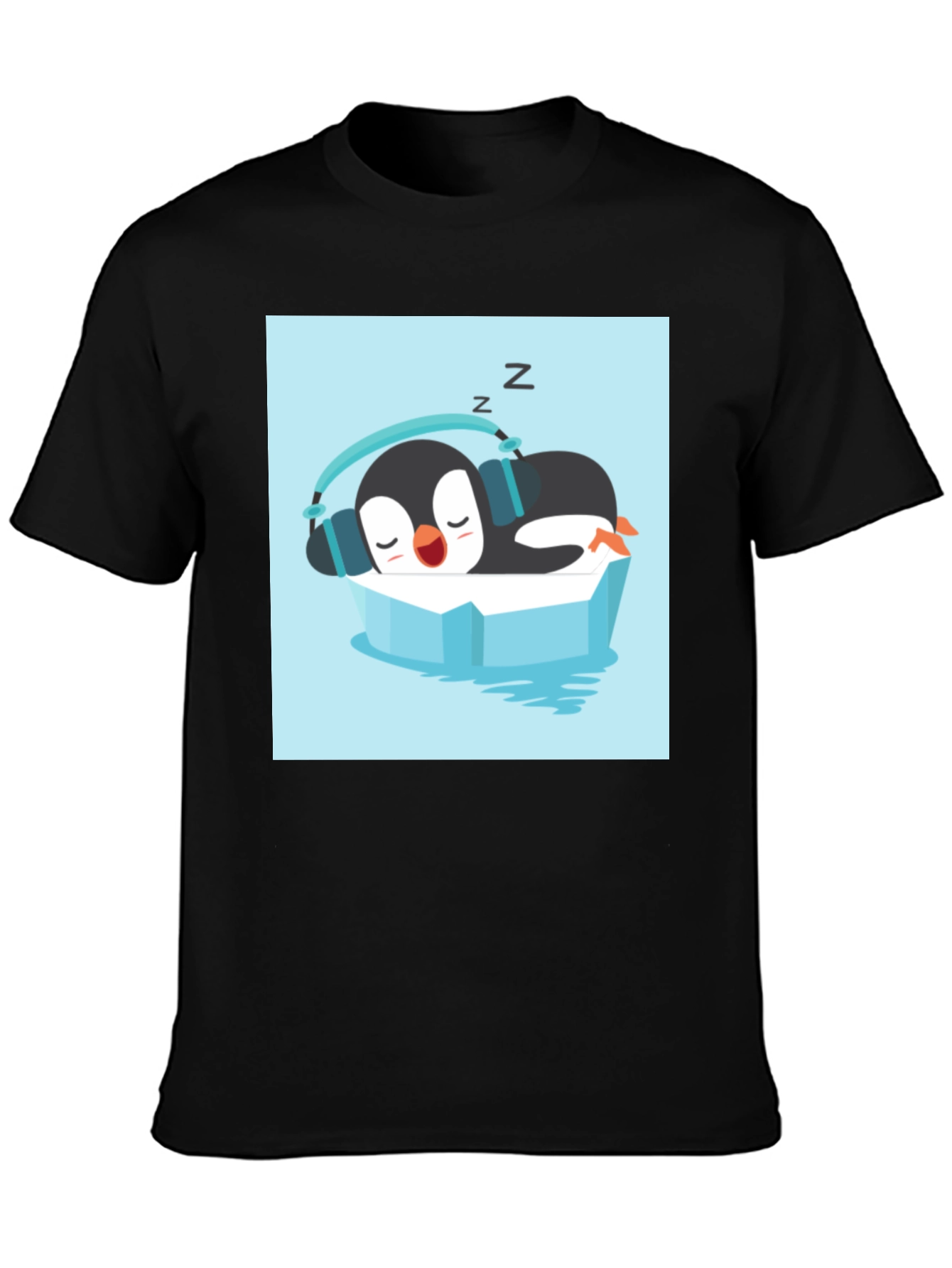 Relaxed Penguin Tee - Sleepy Iceberg Design