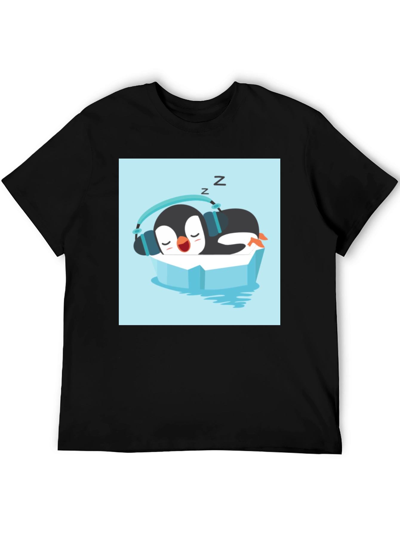 Relaxed Penguin Tee - Sleepy Iceberg Design