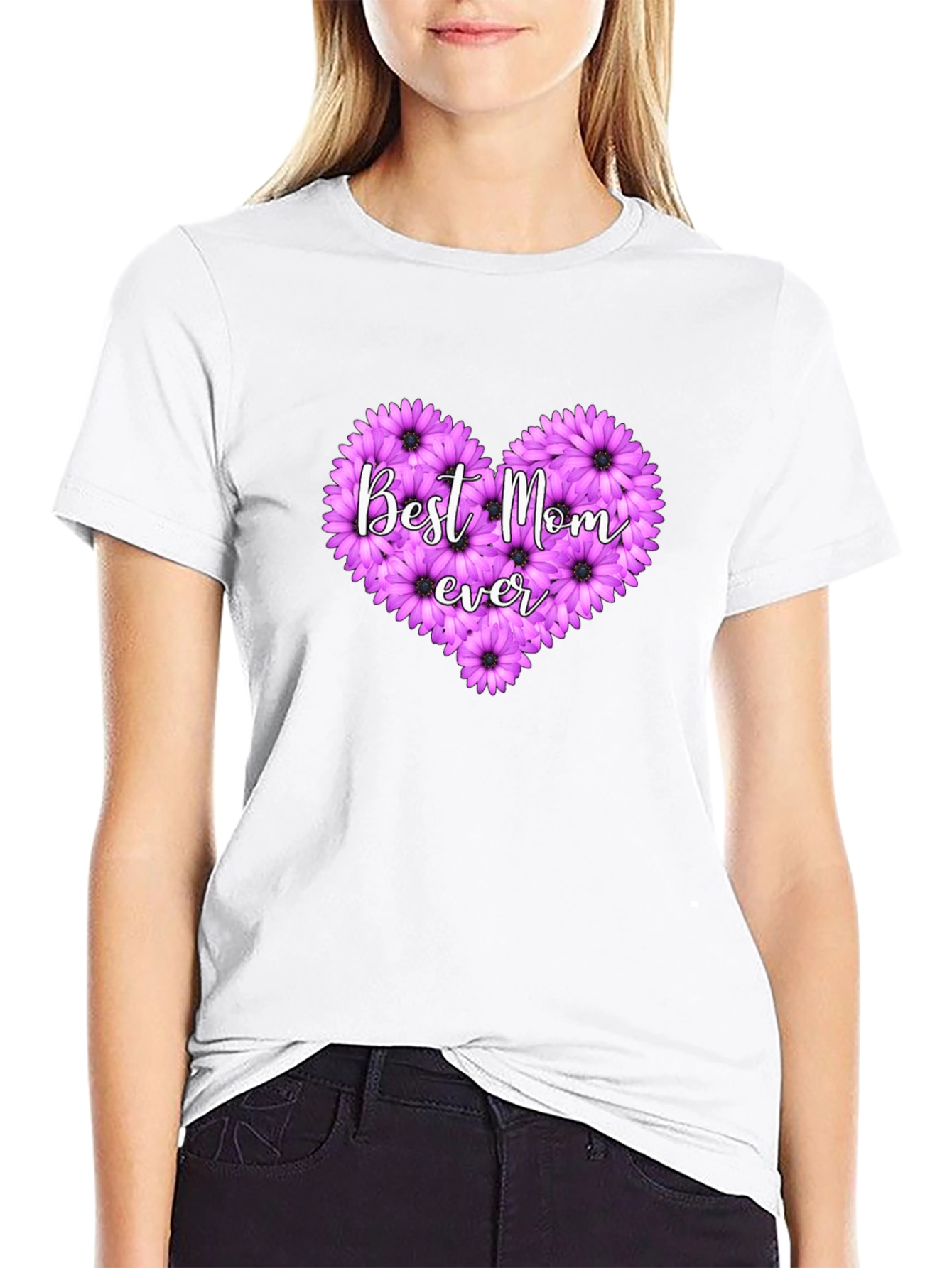 Best Mom Ever Floral Heart T-Shirt