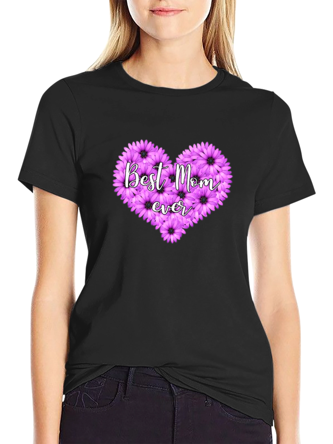 Best Mom Ever Floral Heart T-Shirt