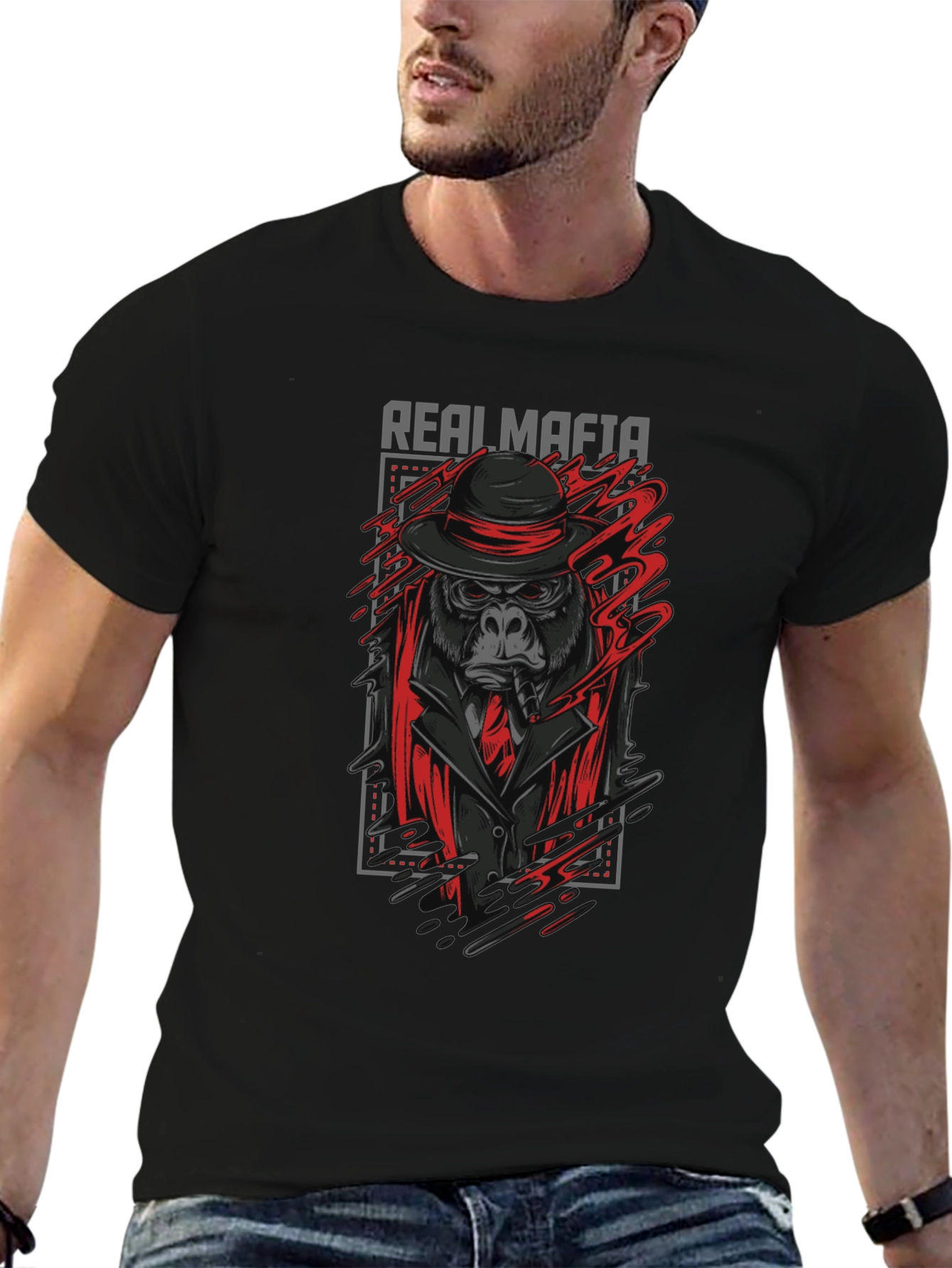 Real Mafia Gorilla Graphic T-Shirt - Black