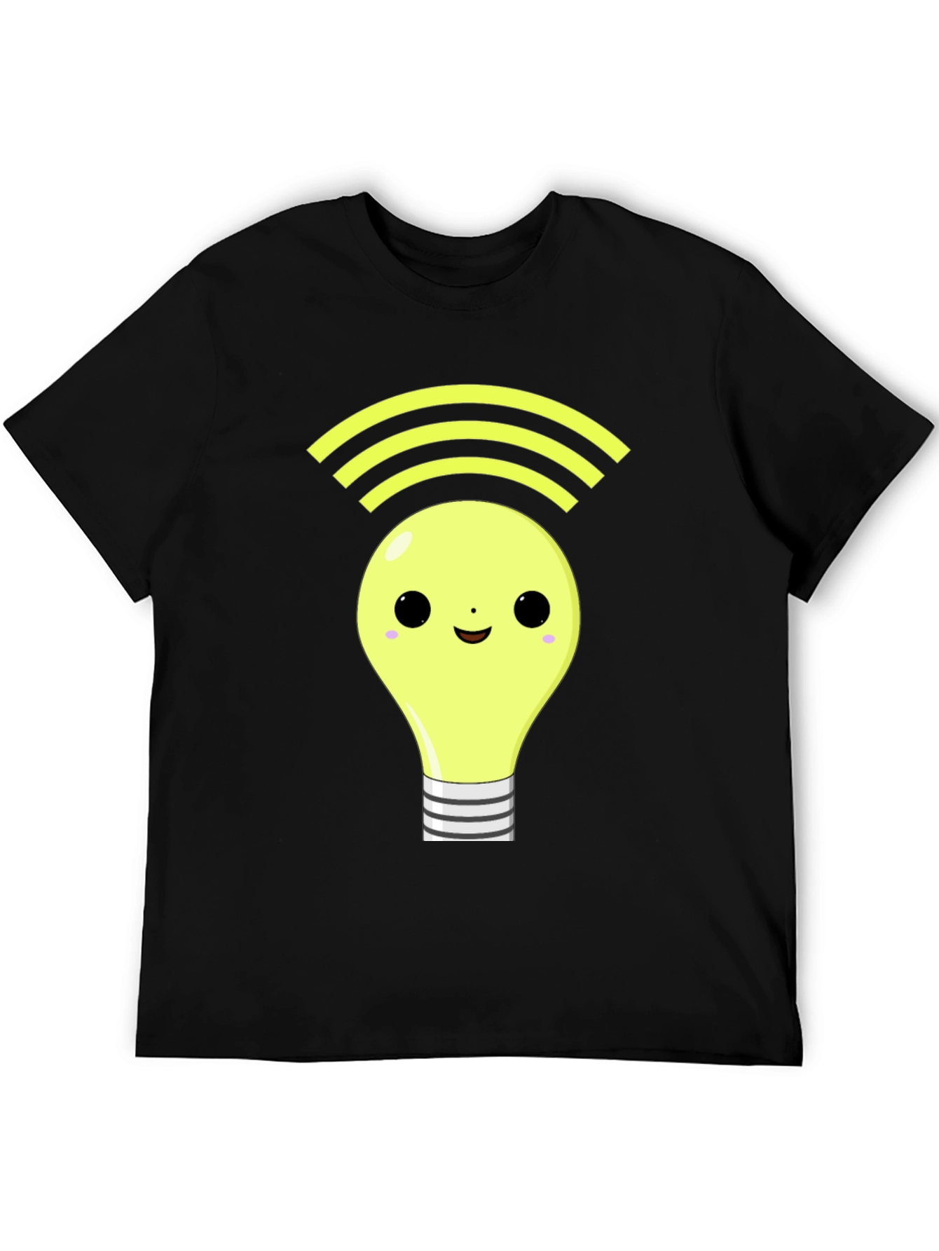 Light Bulb WiFi Graphic Tee - Black Cotton T-Shirt
