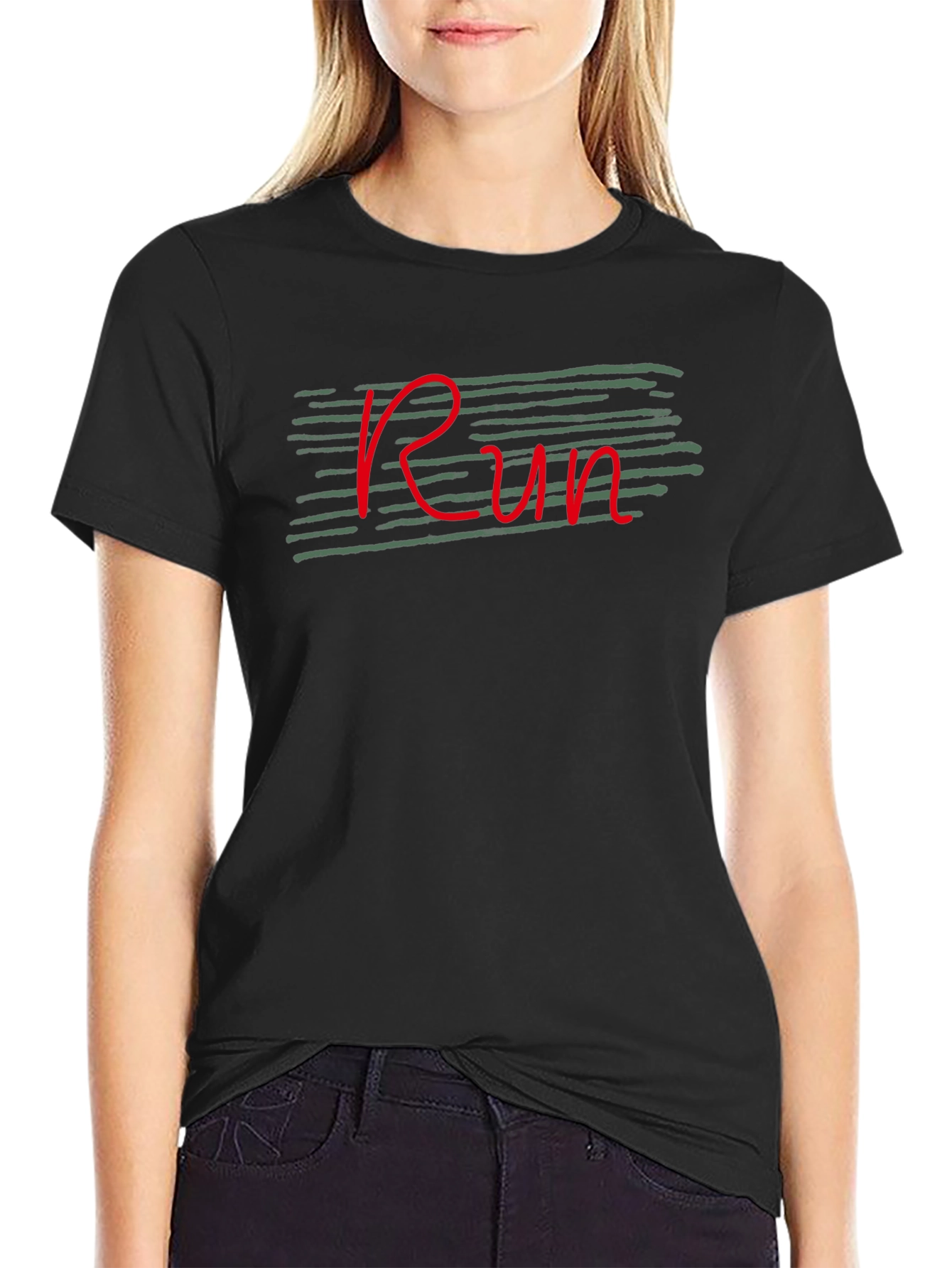 Run Graphic Tee - Black Cotton Casual T-Shirt