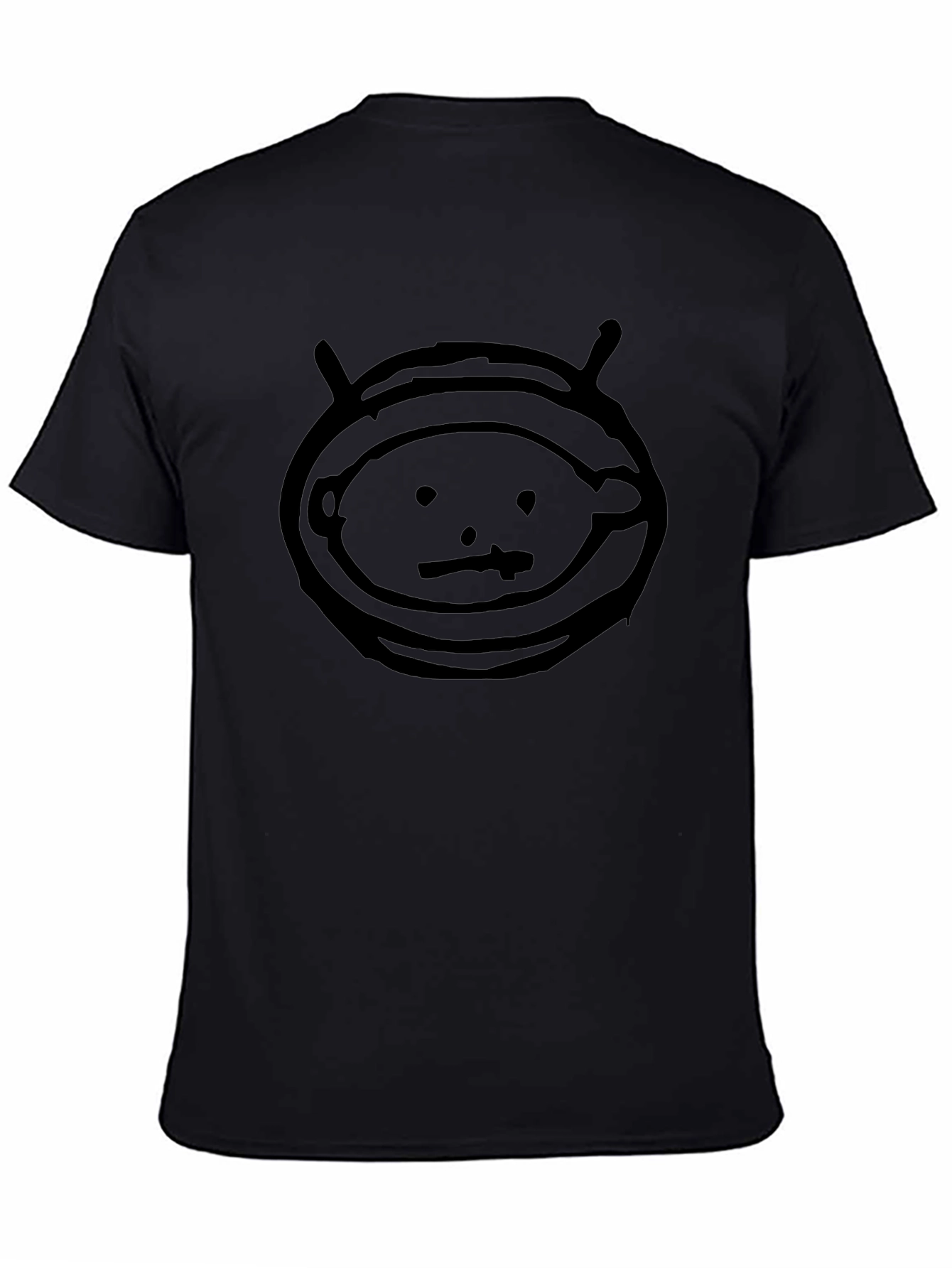 Black T-Shirt with Alien Head Graphic