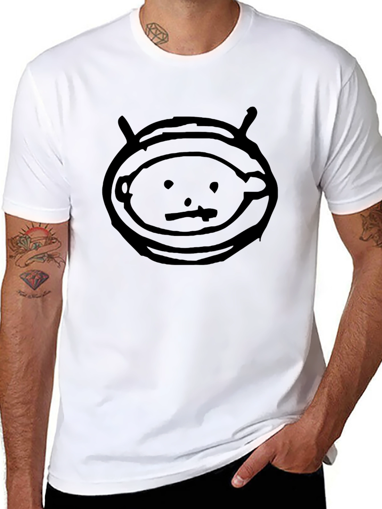Black T-Shirt with Alien Head Graphic