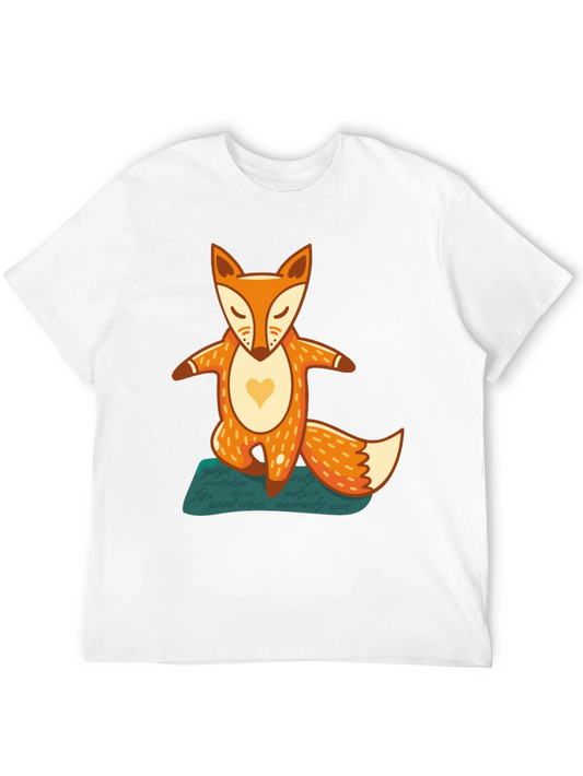 Yoga Fox Graphic Tee - Meditative Animal Design