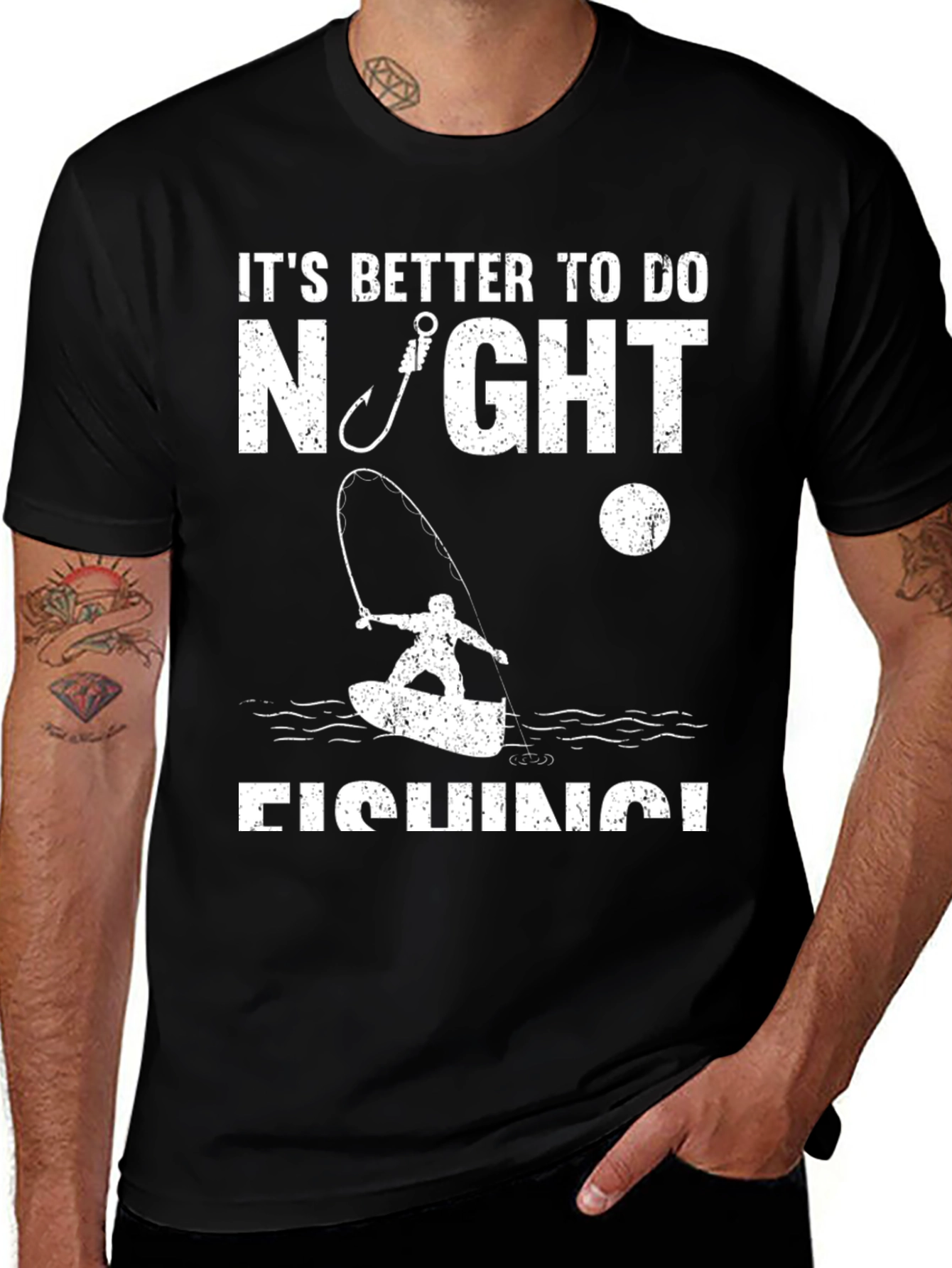 Night Fishing Graphic T-Shirt - Perfect for Anglers!
