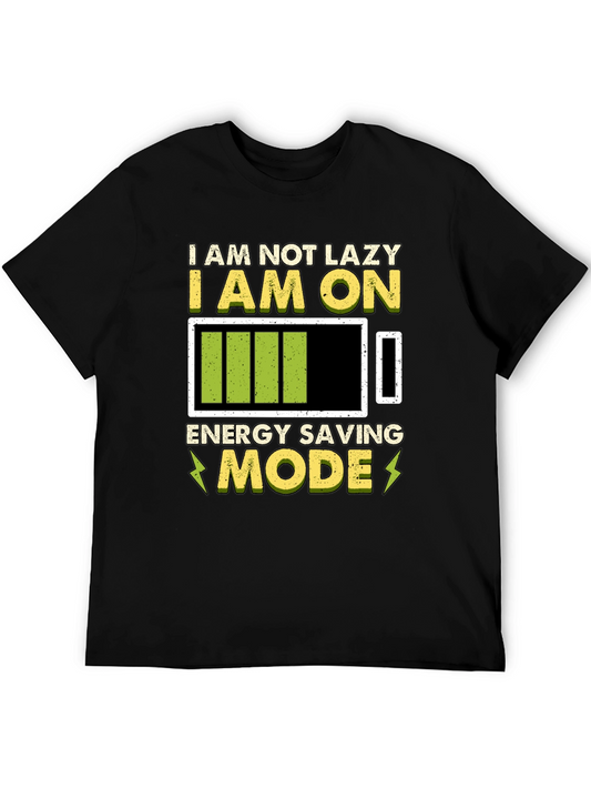 Energy Saving Mode Graphic Tee - Lazy Humor T-Shirt