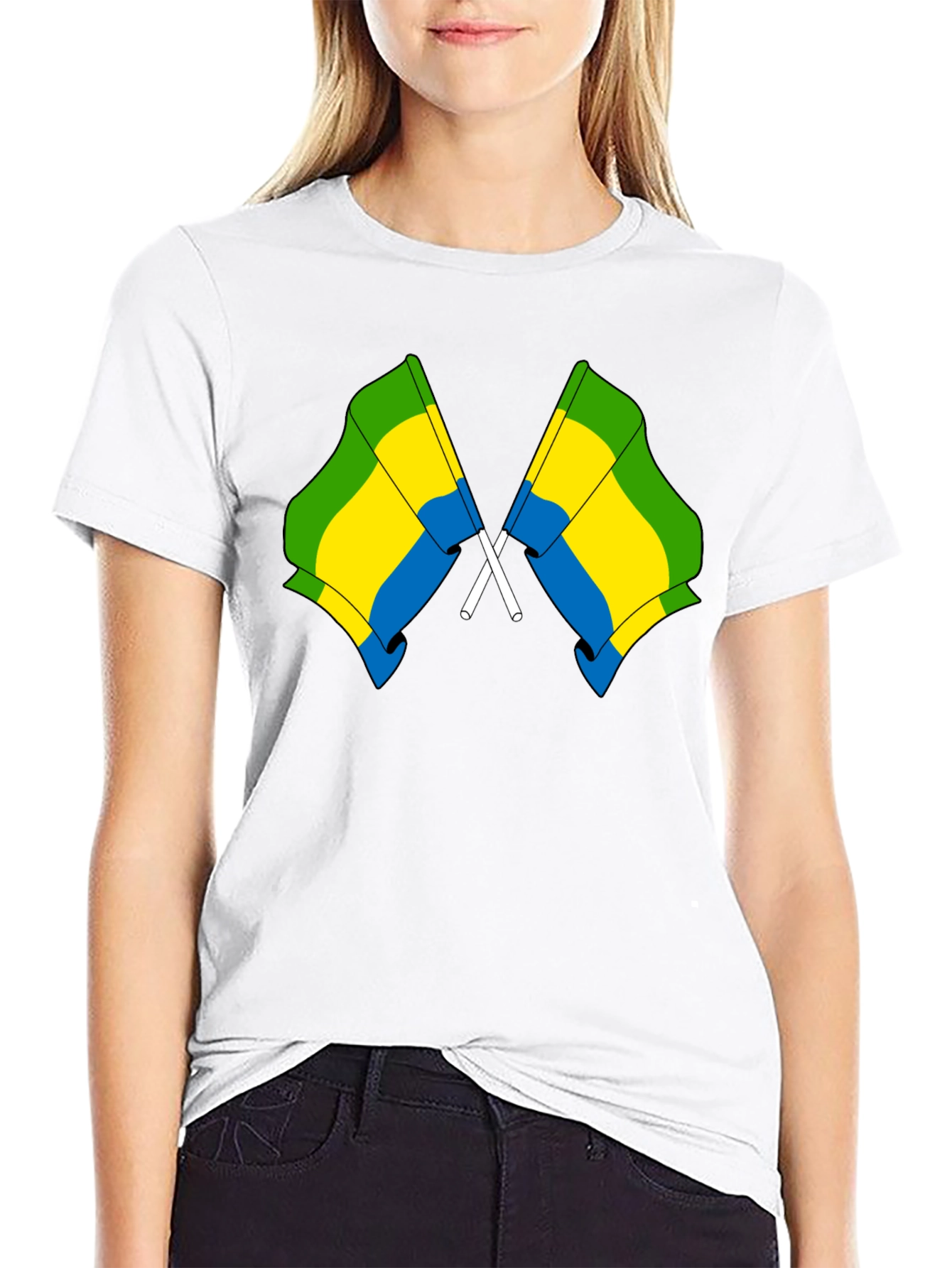 Gabon Flag Crossed T-Shirt - Gabonese Pride