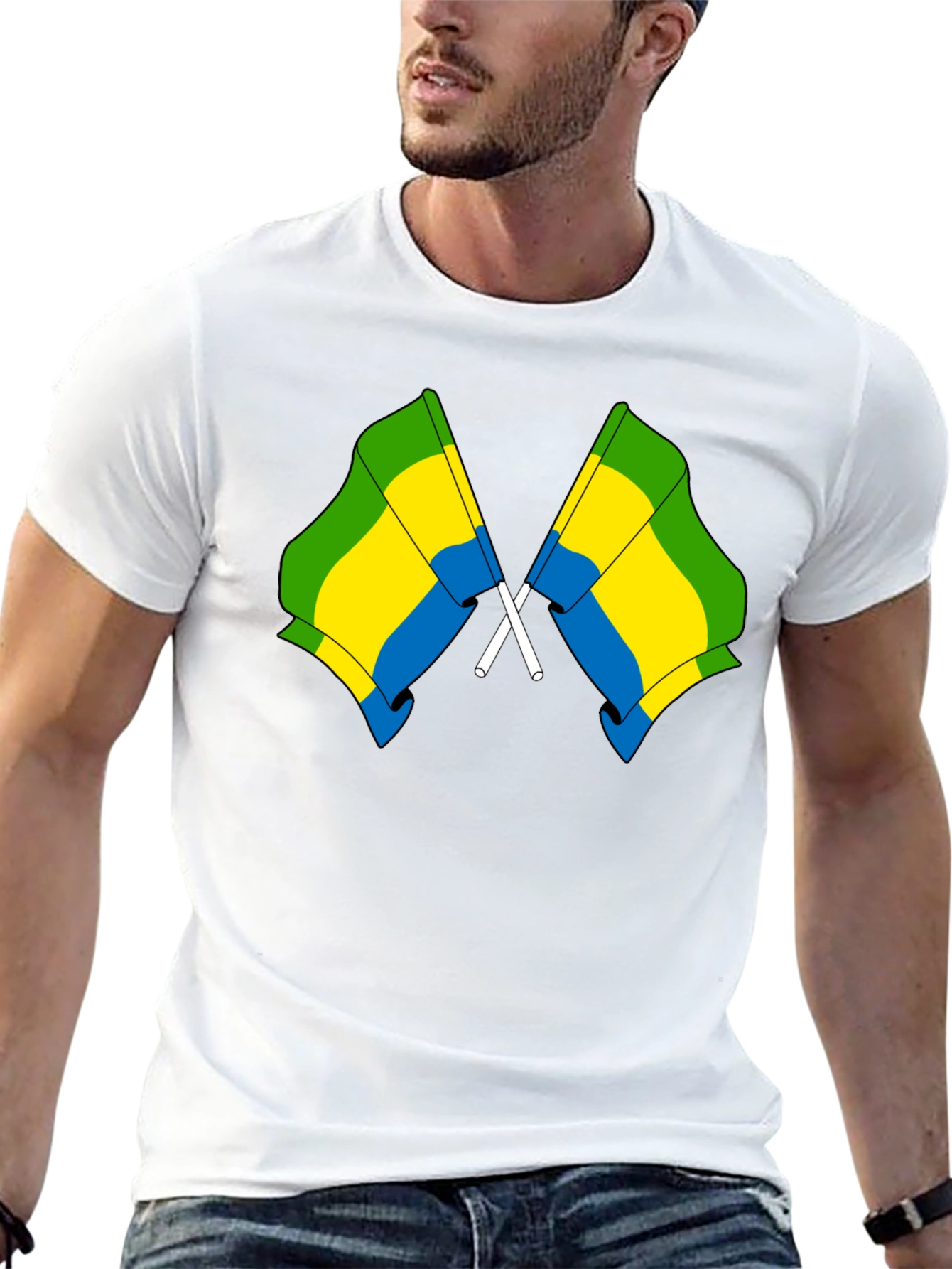Gabon Flag Crossed T-Shirt - Gabonese Pride
