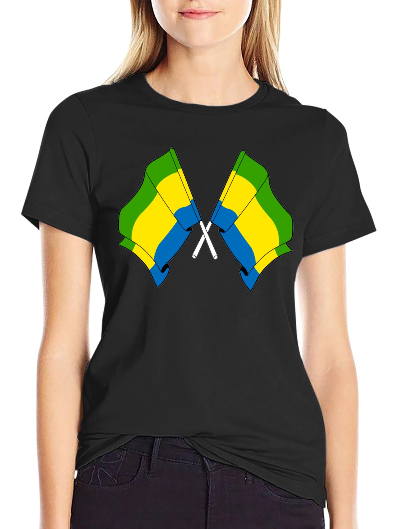Gabon Flag Crossed T-Shirt - Gabonese Pride