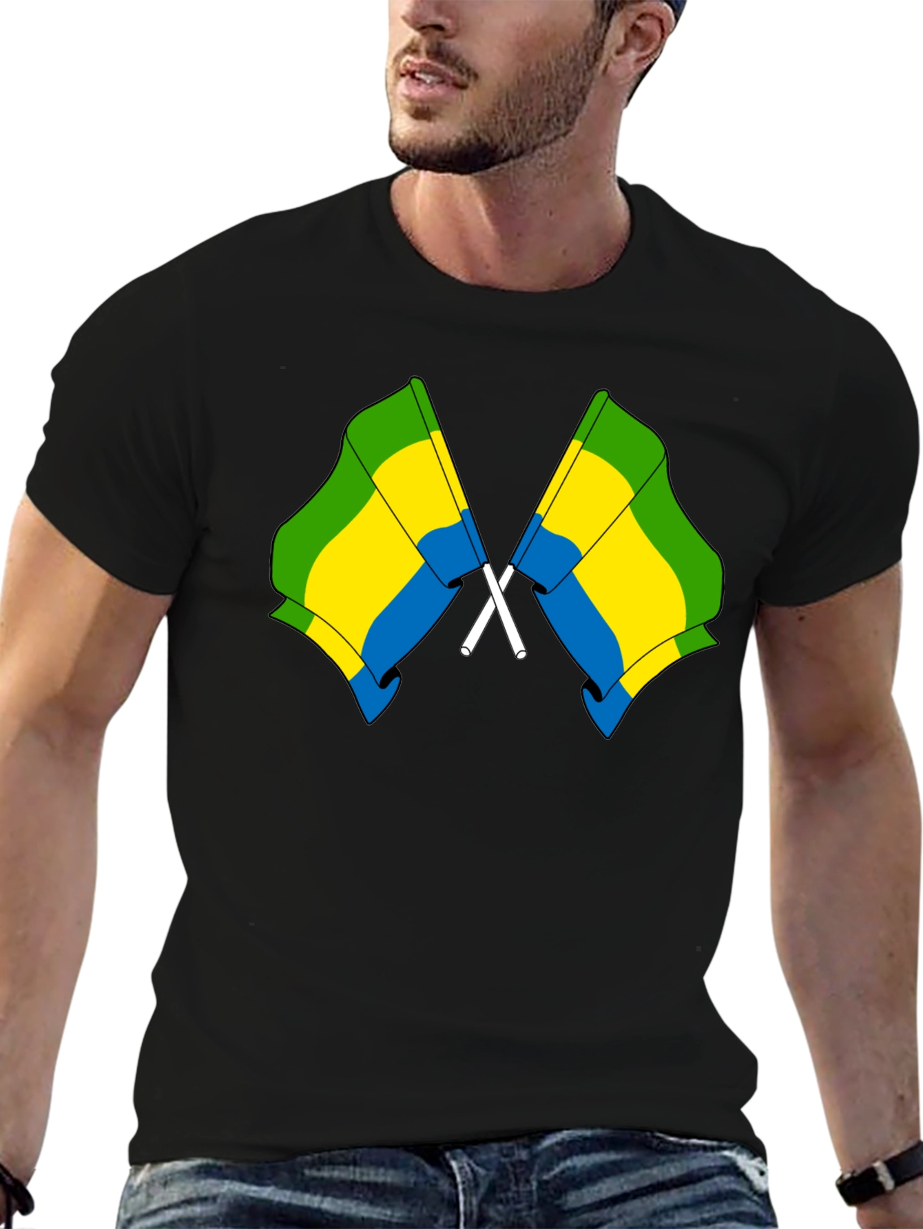 Gabon Flag Crossed T-Shirt - Gabonese Pride