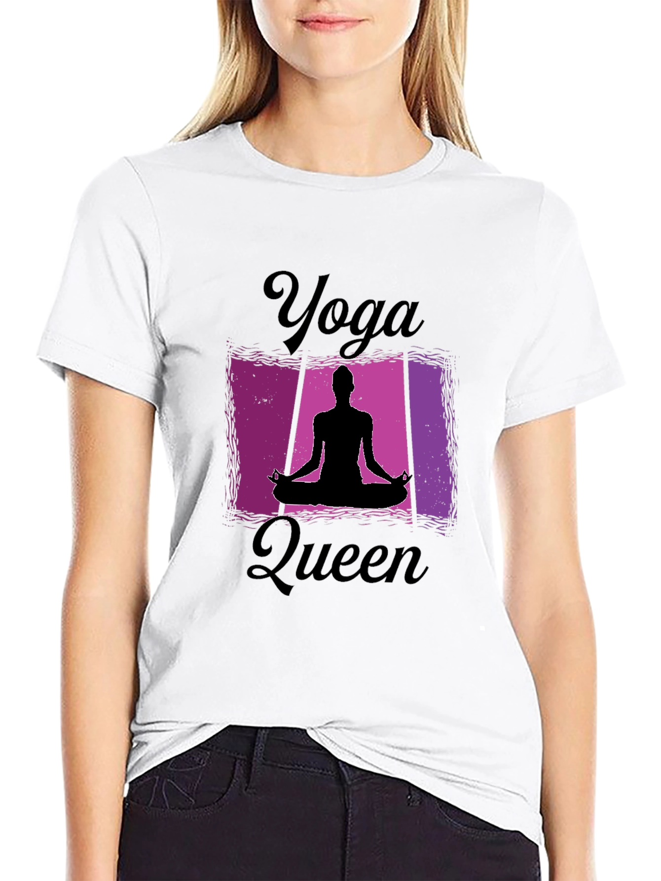 Yoga Queen Black T-Shirt for Women