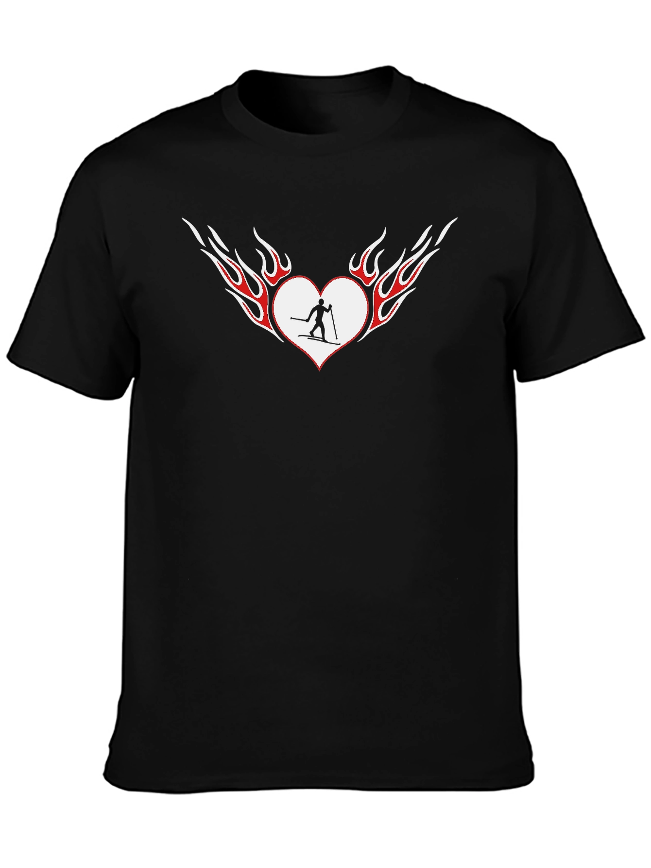 Fiery Heart Skiing T-Shirt - Black