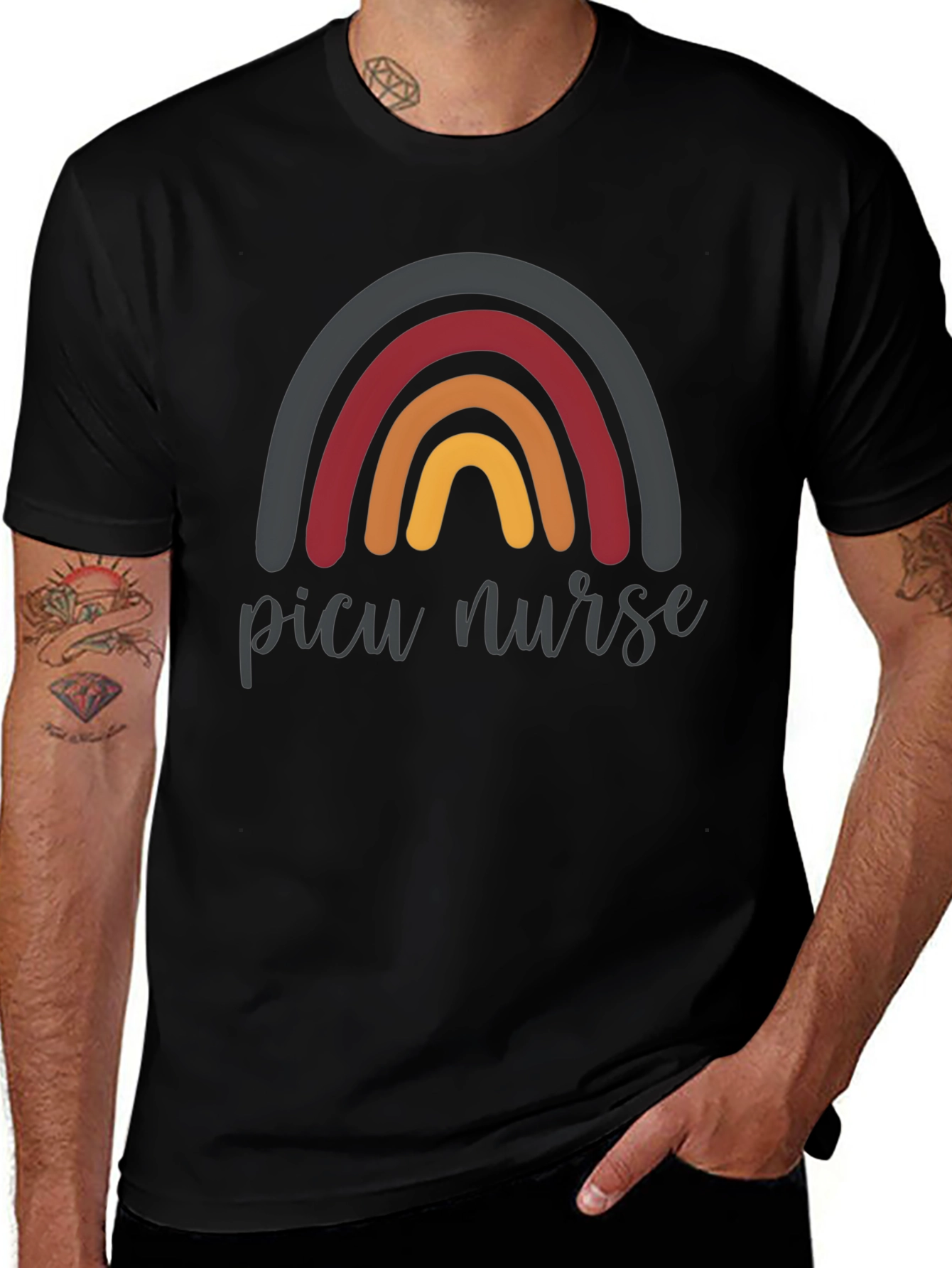 PICU Nurse Rainbow Graphic T-Shirt