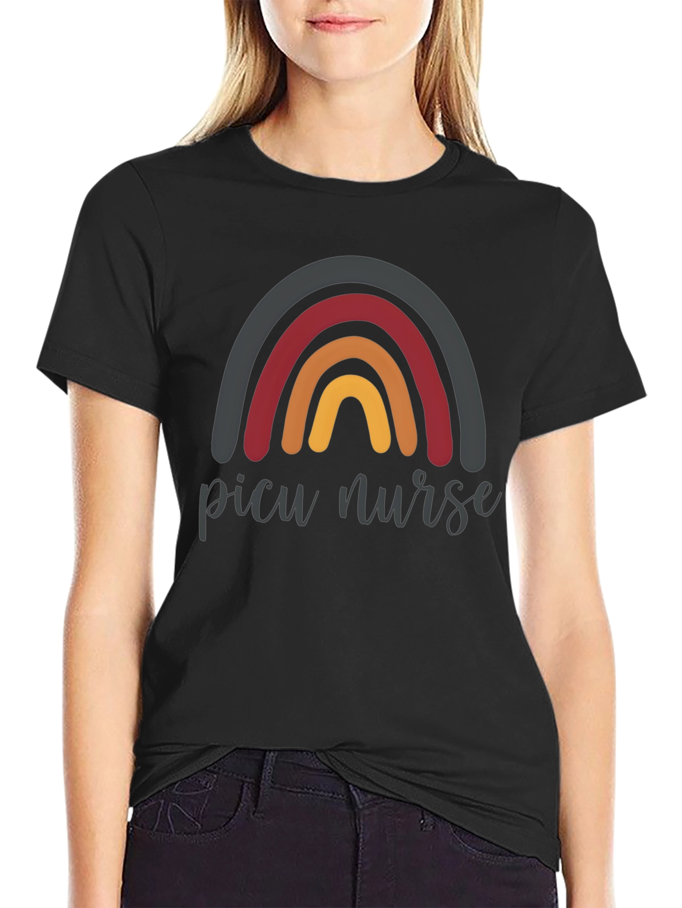 PICU Nurse Rainbow Graphic T-Shirt
