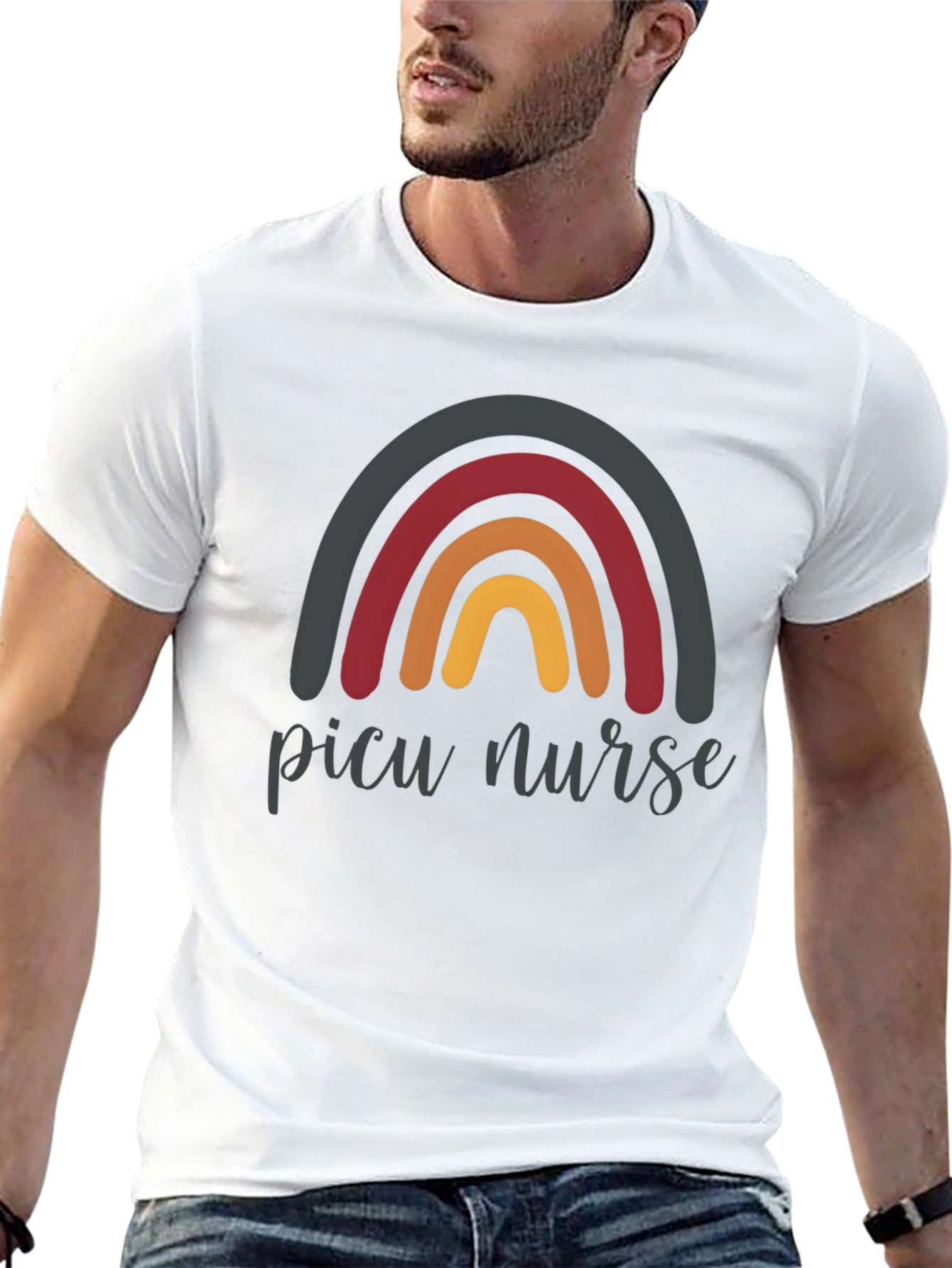 PICU Nurse Rainbow Graphic T-Shirt