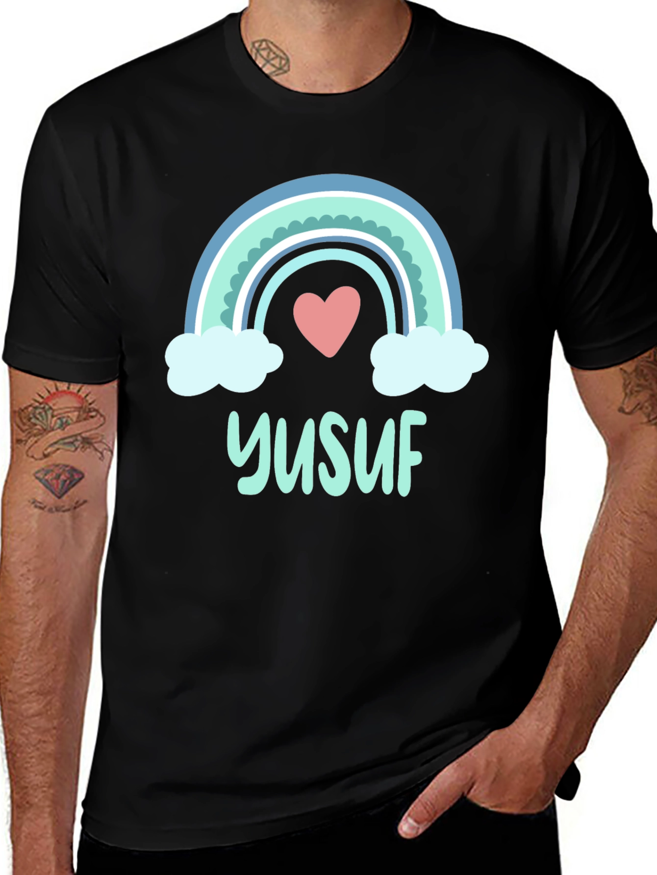 Yusuf Rainbow Heart T-Shirt - Personalized Gift