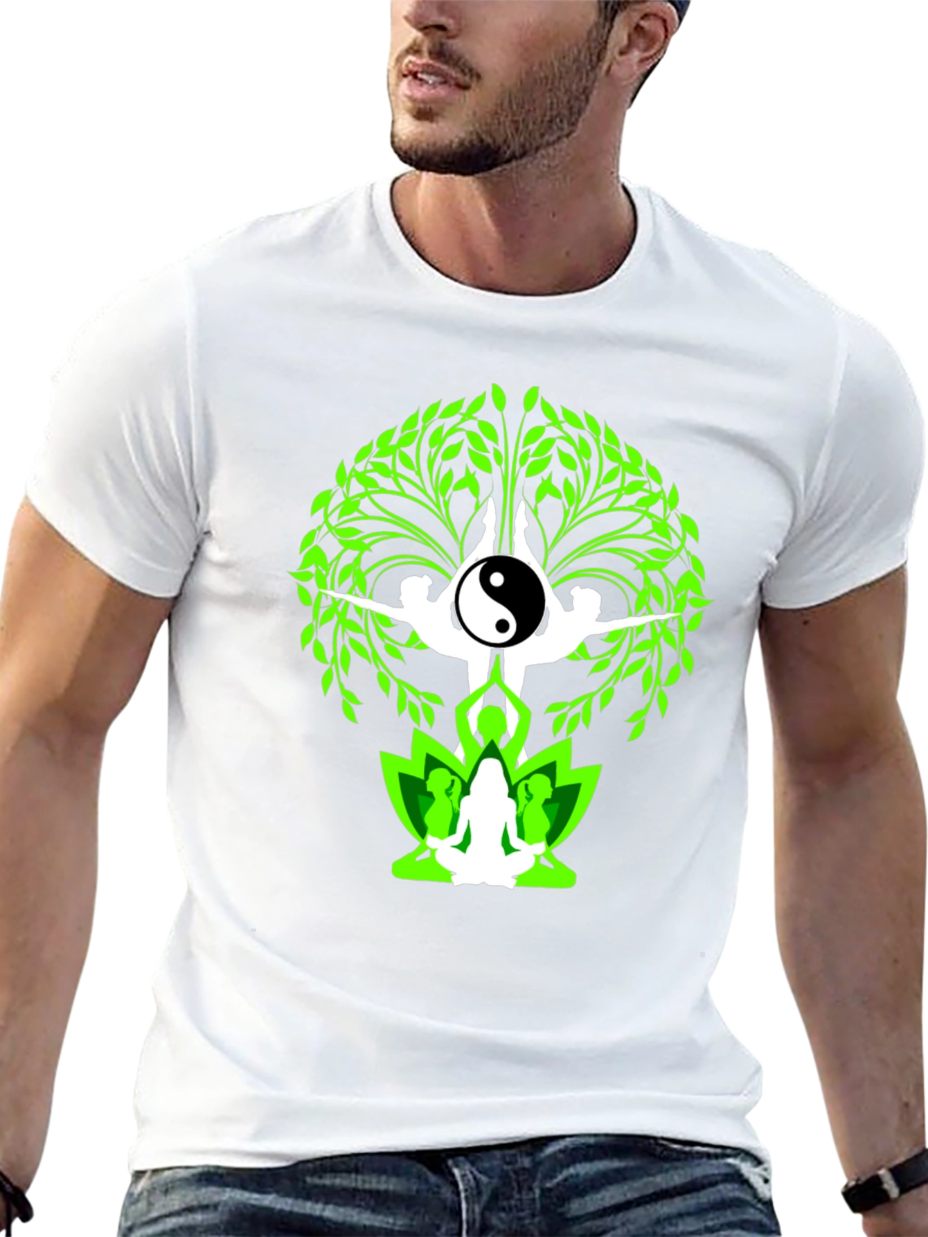 Yin Yang Yoga Tree Graphic Tee - Black