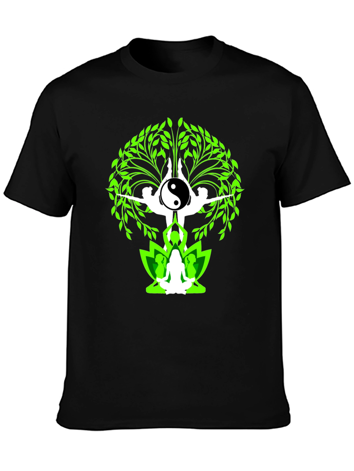 Yin Yang Yoga Tree Graphic Tee - Black