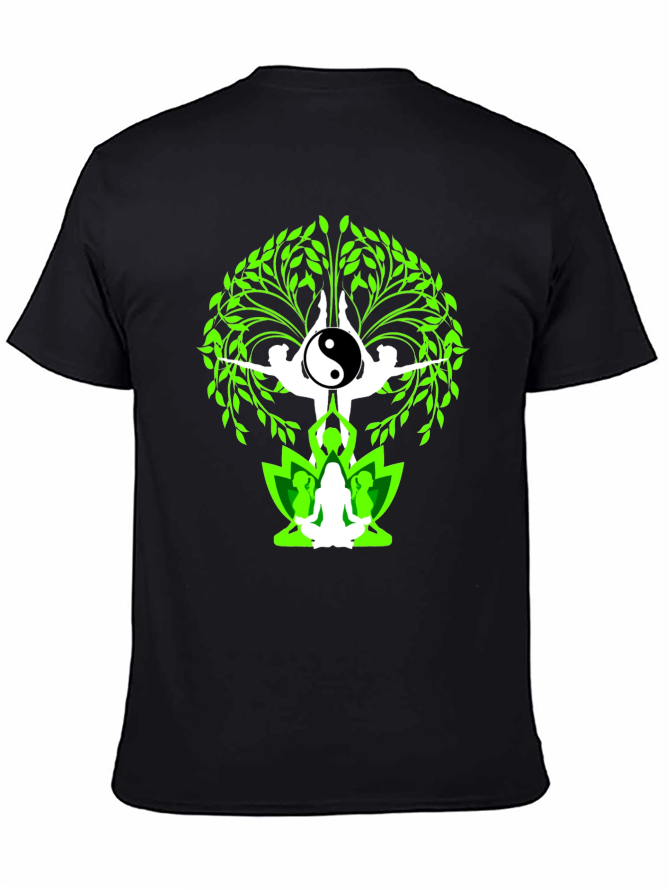 Yin Yang Yoga Tree Graphic Tee - Black