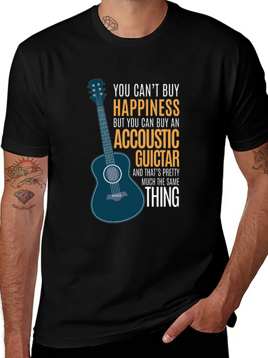 Acoustic Guitar Happiness Black T-Shirt