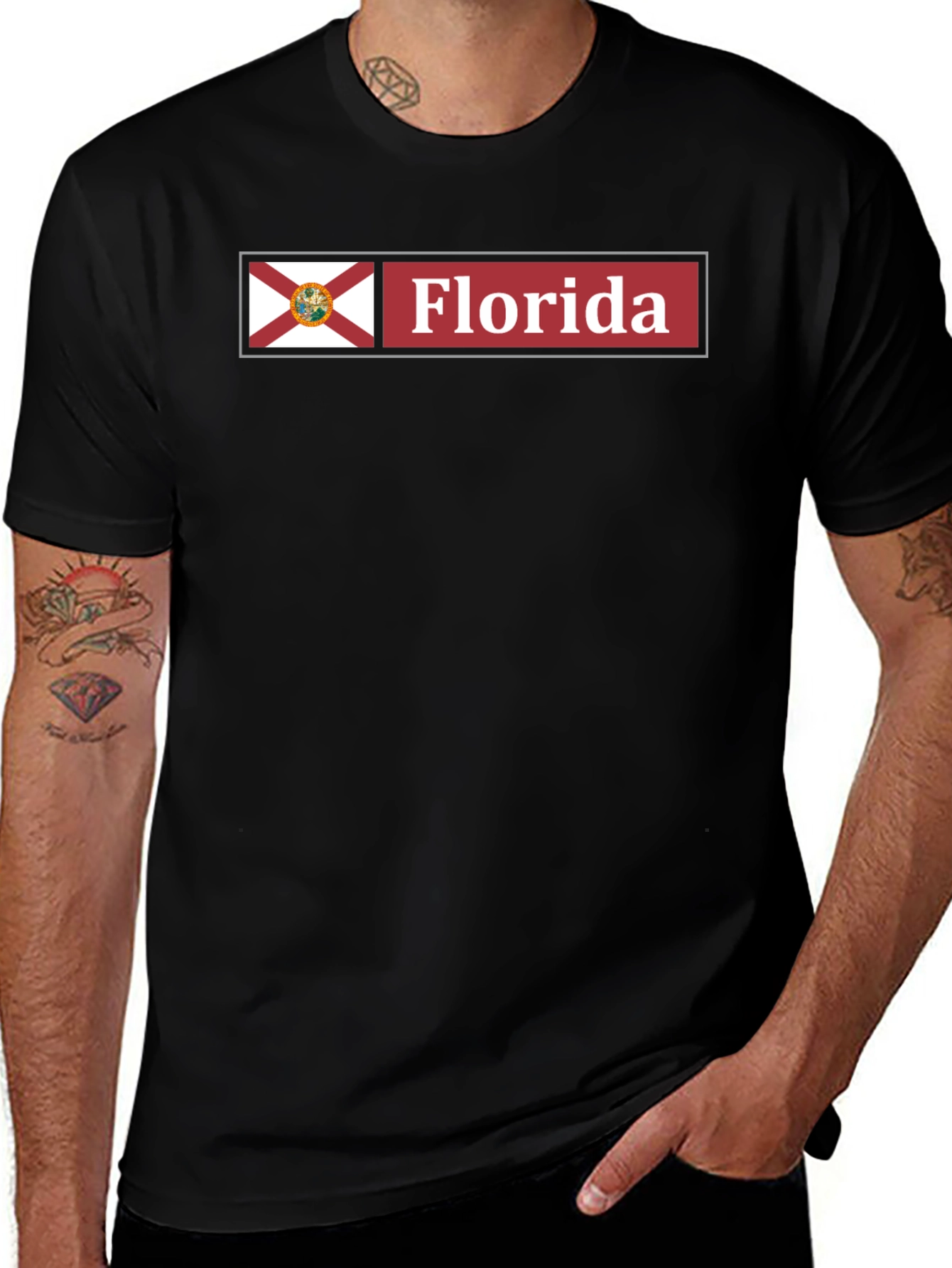 Florida State Flag T-Shirt - Black Cotton Tee