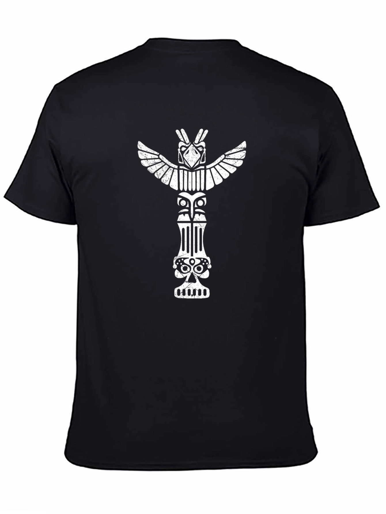 Tribal Totem Graphic Tee - Black Cotton T-Shirt