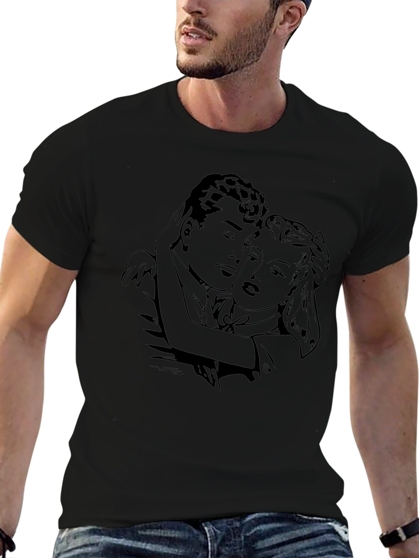 Retro Romance Graphic Black T-Shirt