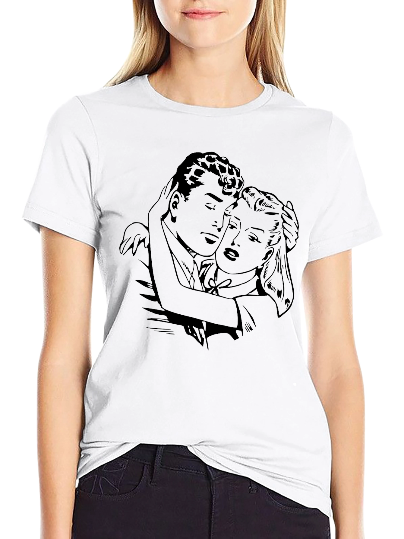 Retro Romance Graphic Black T-Shirt