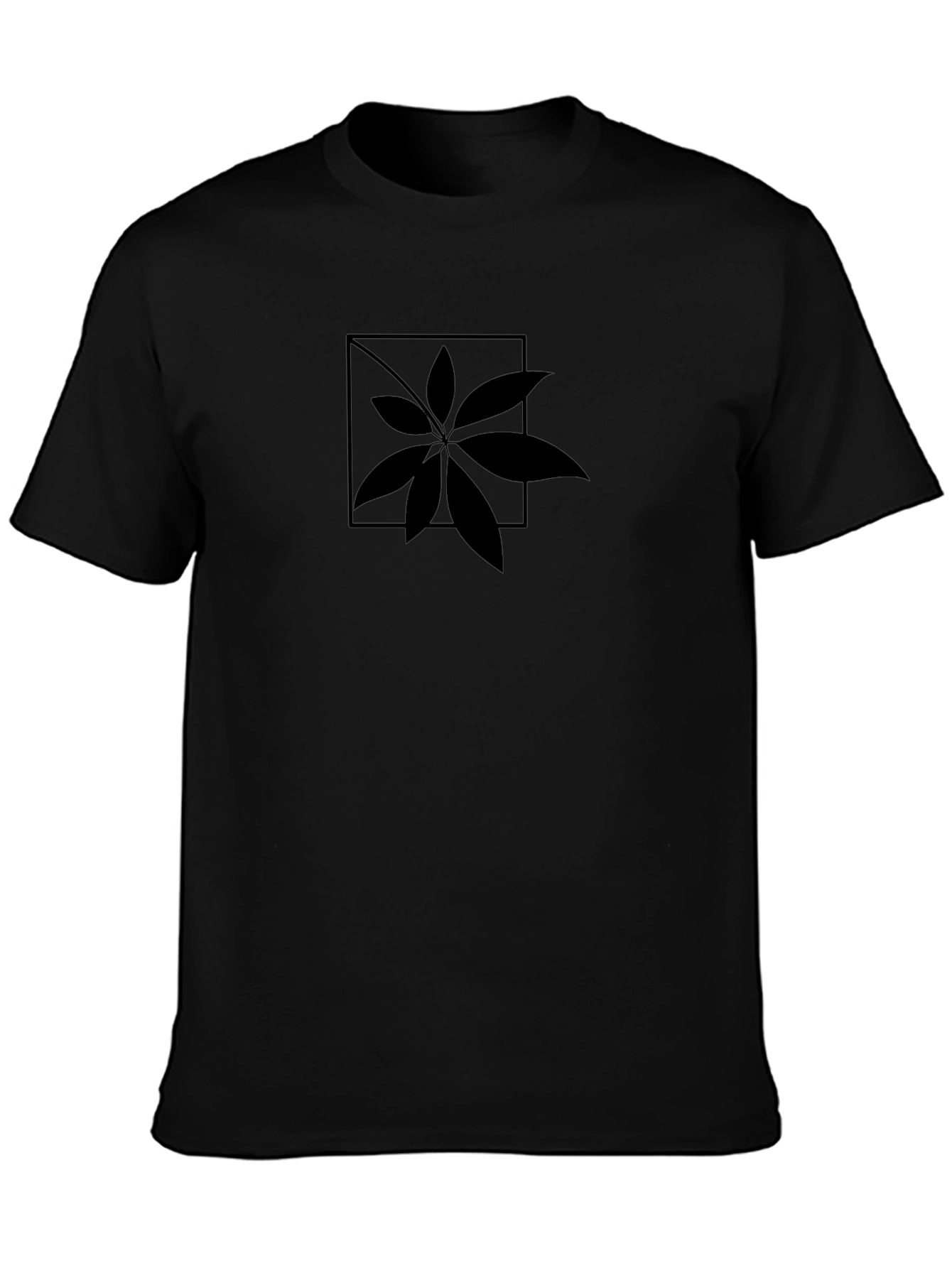 Stylish Black Leaf Graphic T-Shirt