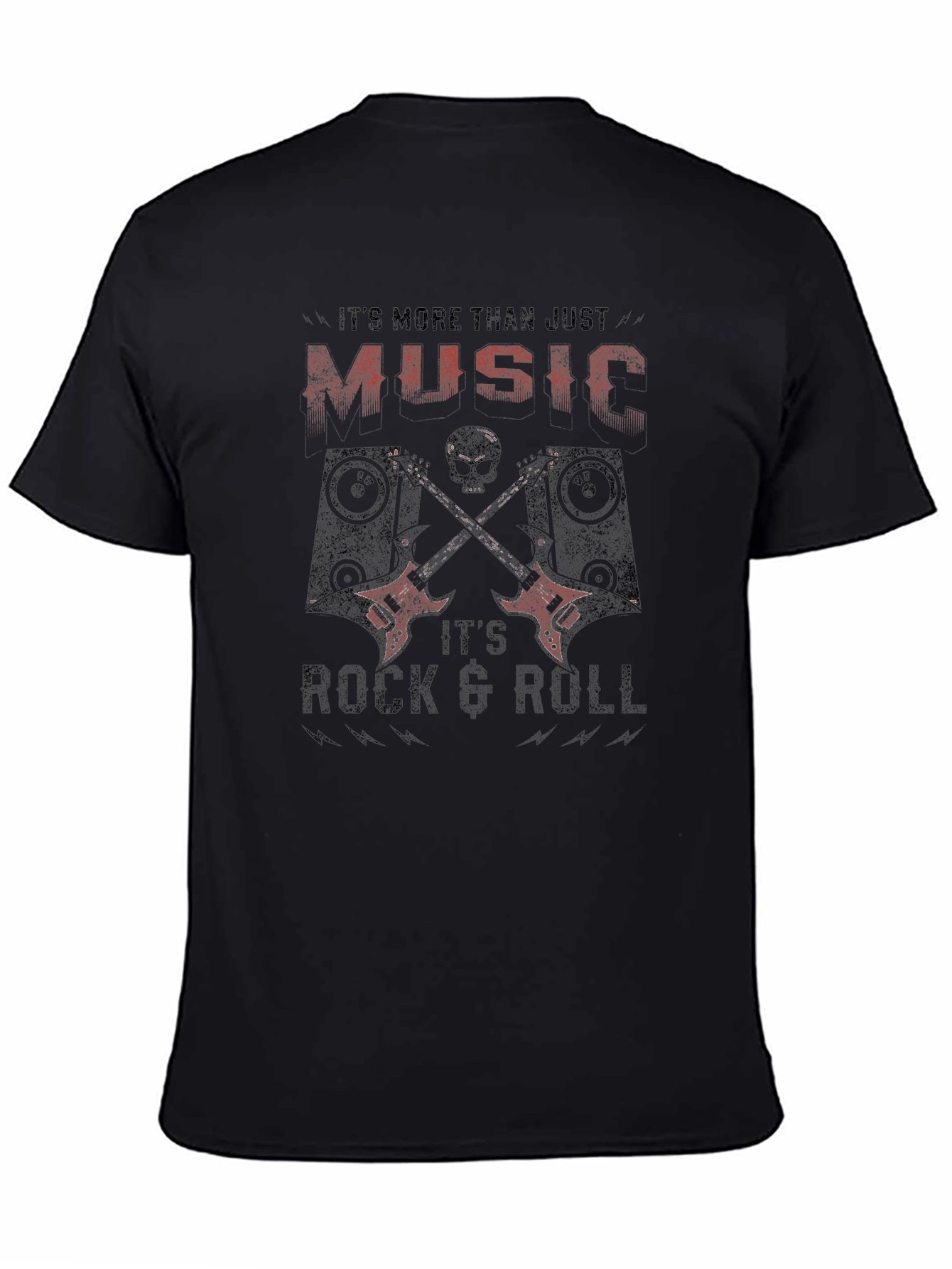 Rock & Roll T-Shirt - Music Skull & Guitars
