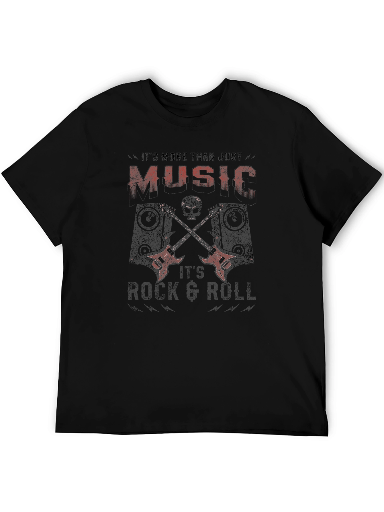 Rock & Roll T-Shirt - Music Skull & Guitars