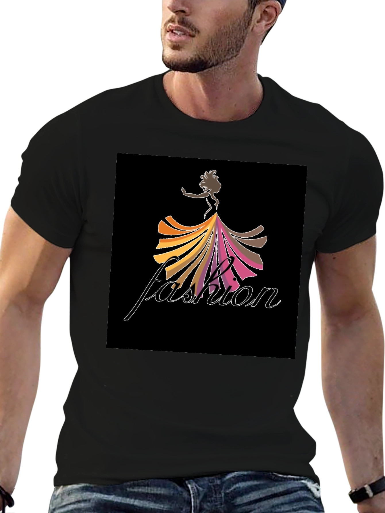 Fashion Print Black T-Shirt