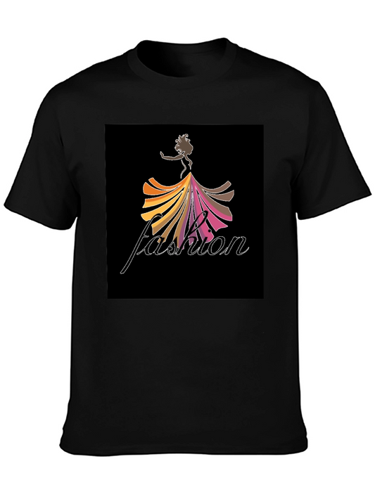 Fashion Print Black T-Shirt