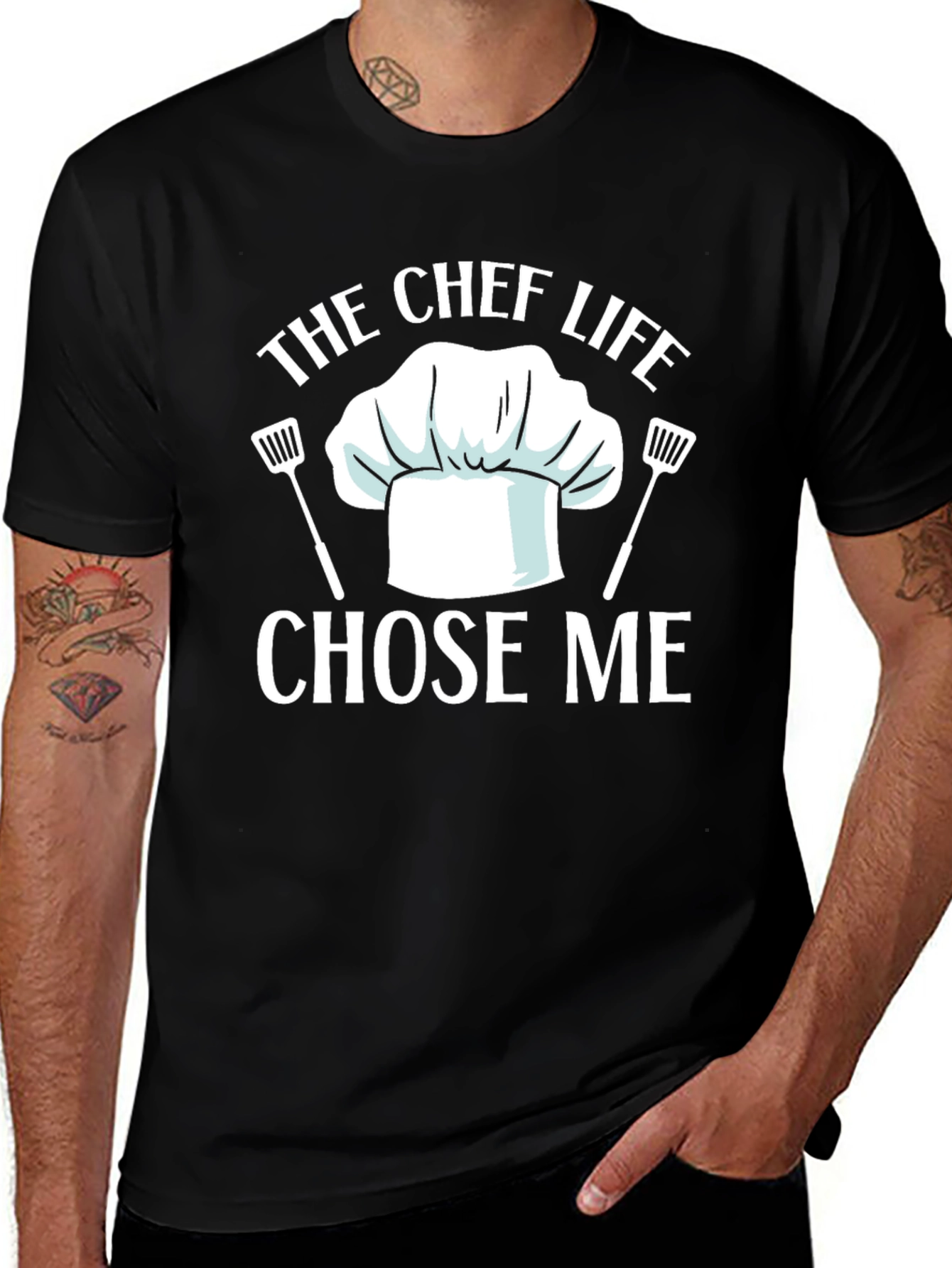 Chef Life Chose Me Black Graphic T-Shirt