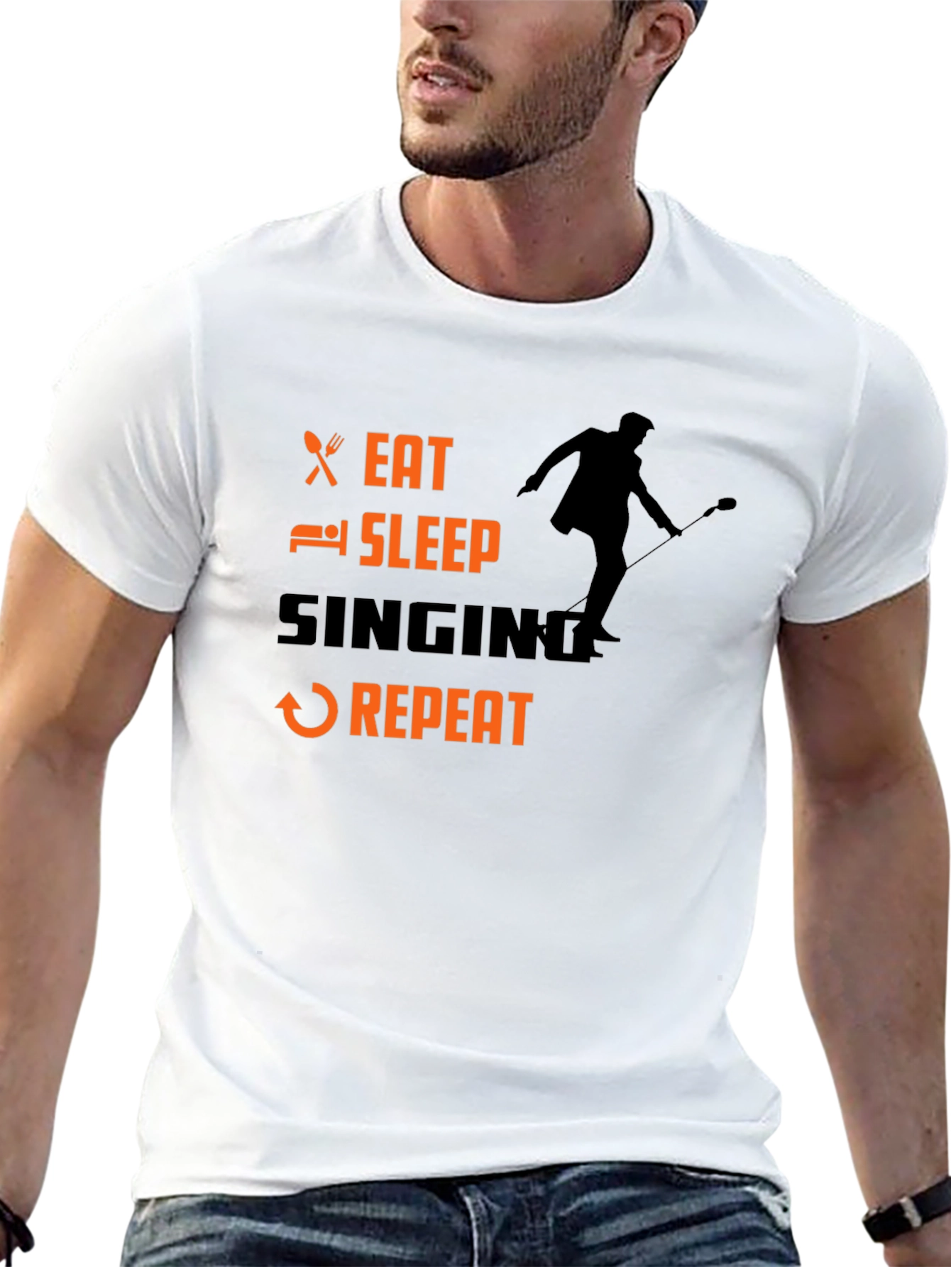 Eat Sleep Singing Repeat Black T-Shirt