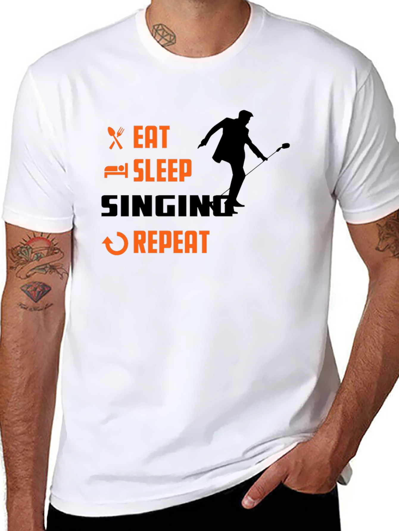 Eat Sleep Singing Repeat Black T-Shirt