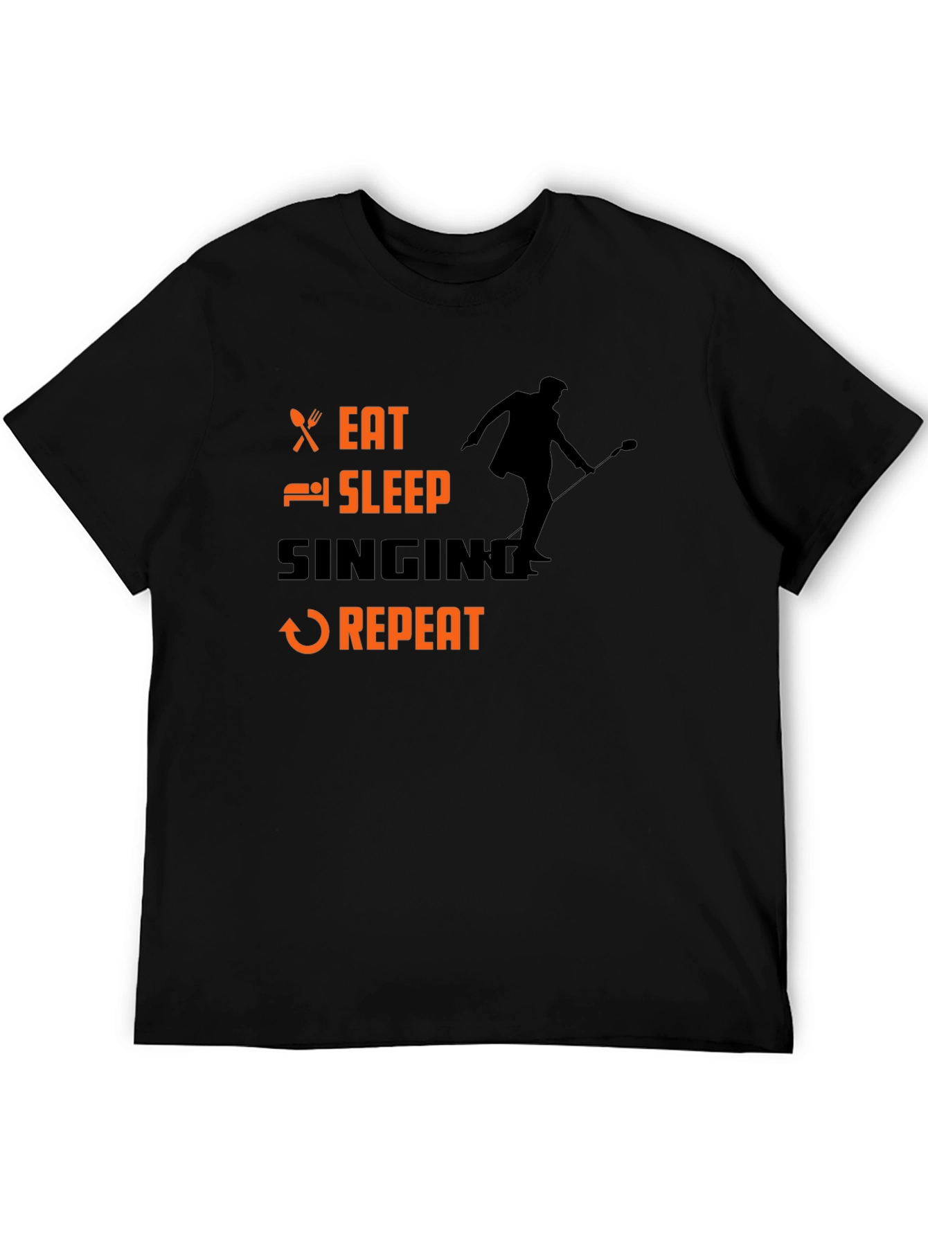 Eat Sleep Singing Repeat Black T-Shirt