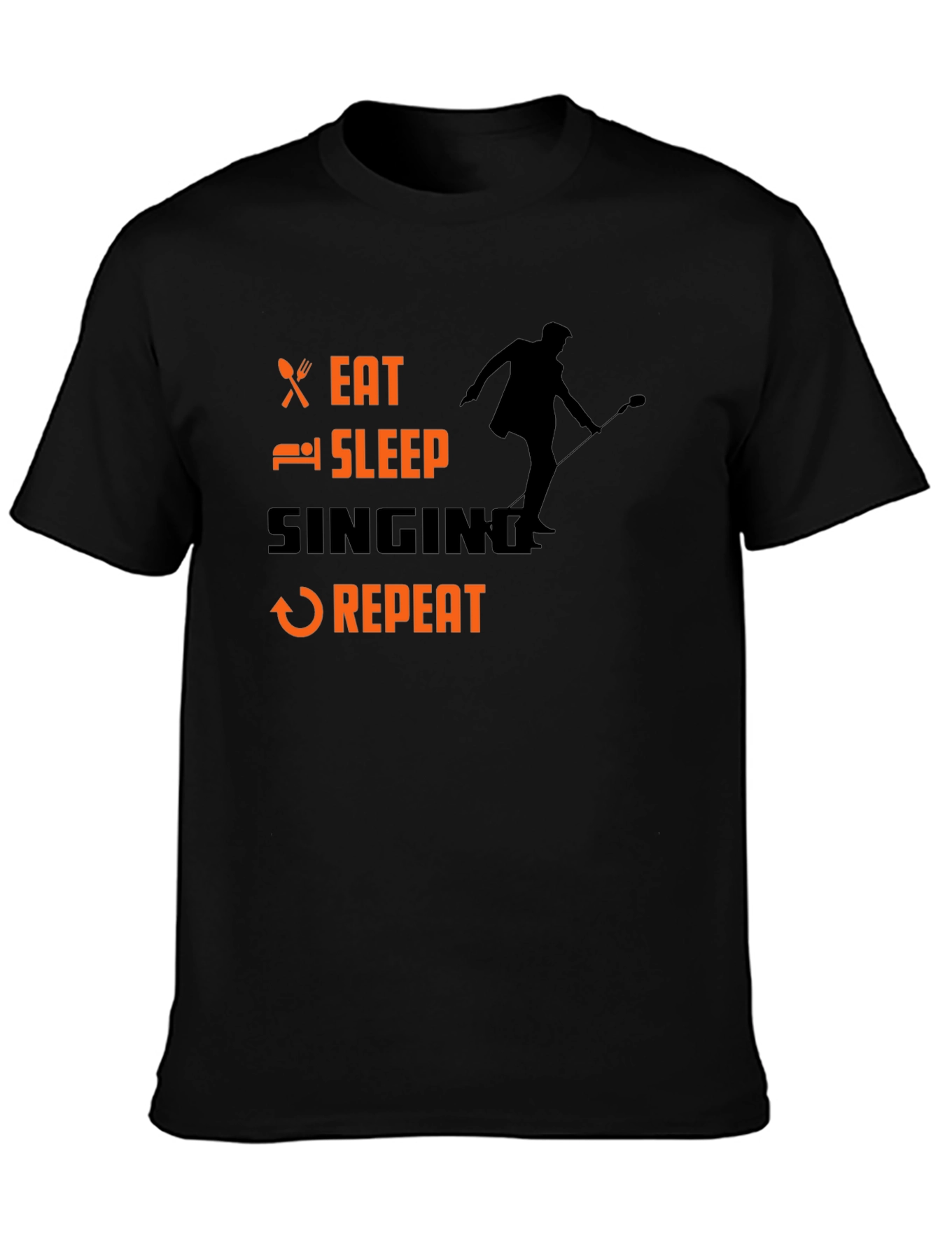 Eat Sleep Singing Repeat Black T-Shirt
