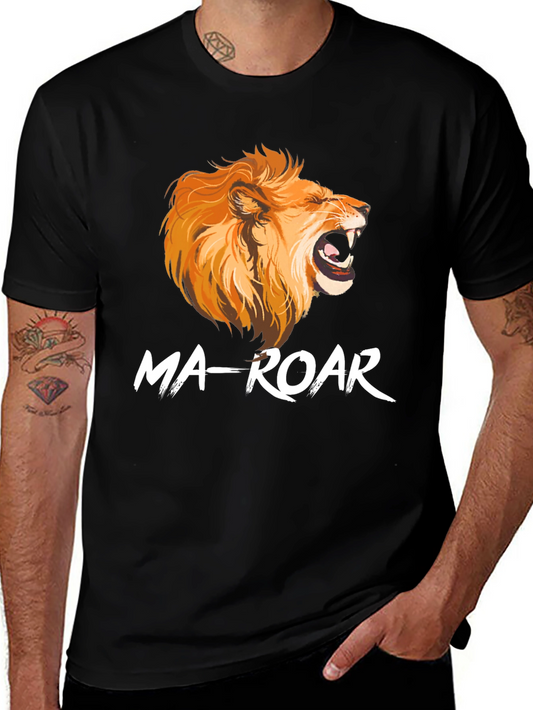 Ma-Roar Lion Graphic Print Black T-Shirt