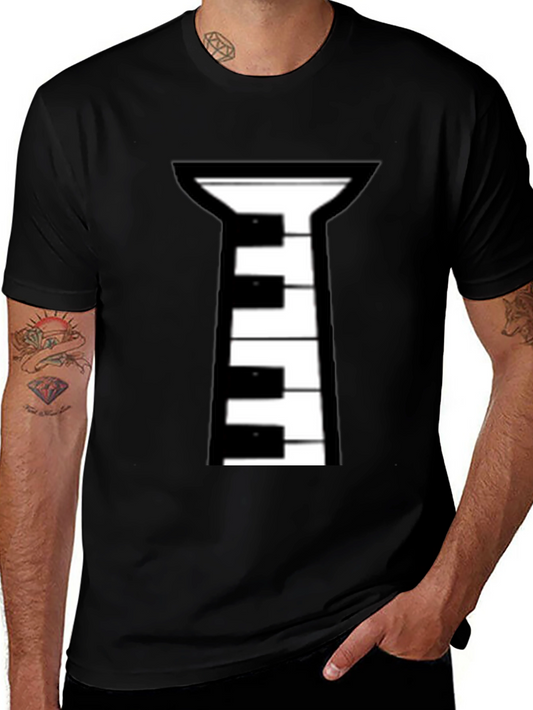 Piano Tie Black T-Shirt - Musical Style