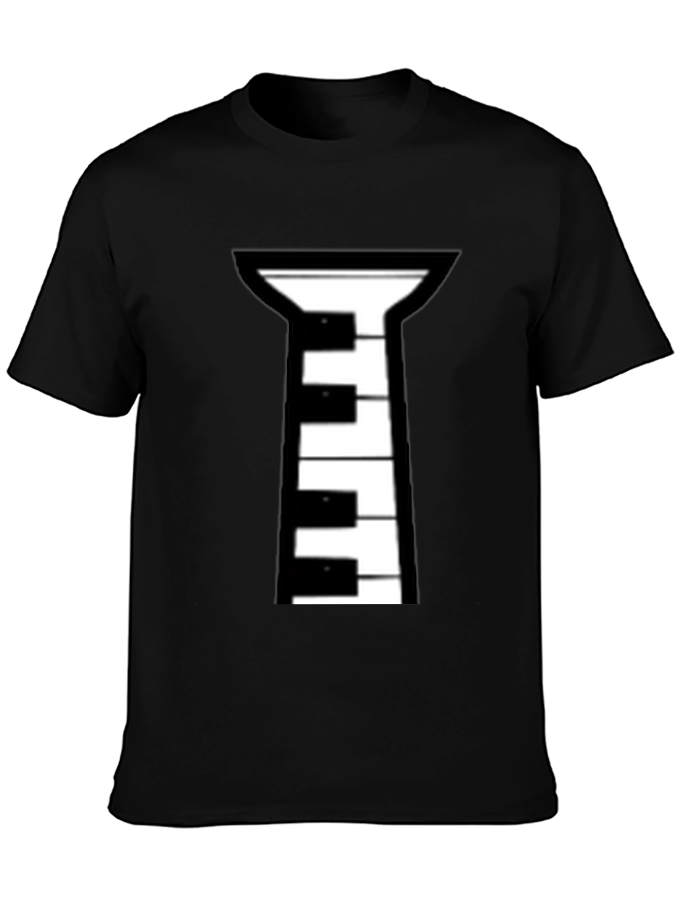 Piano Tie Black T-Shirt - Musical Style