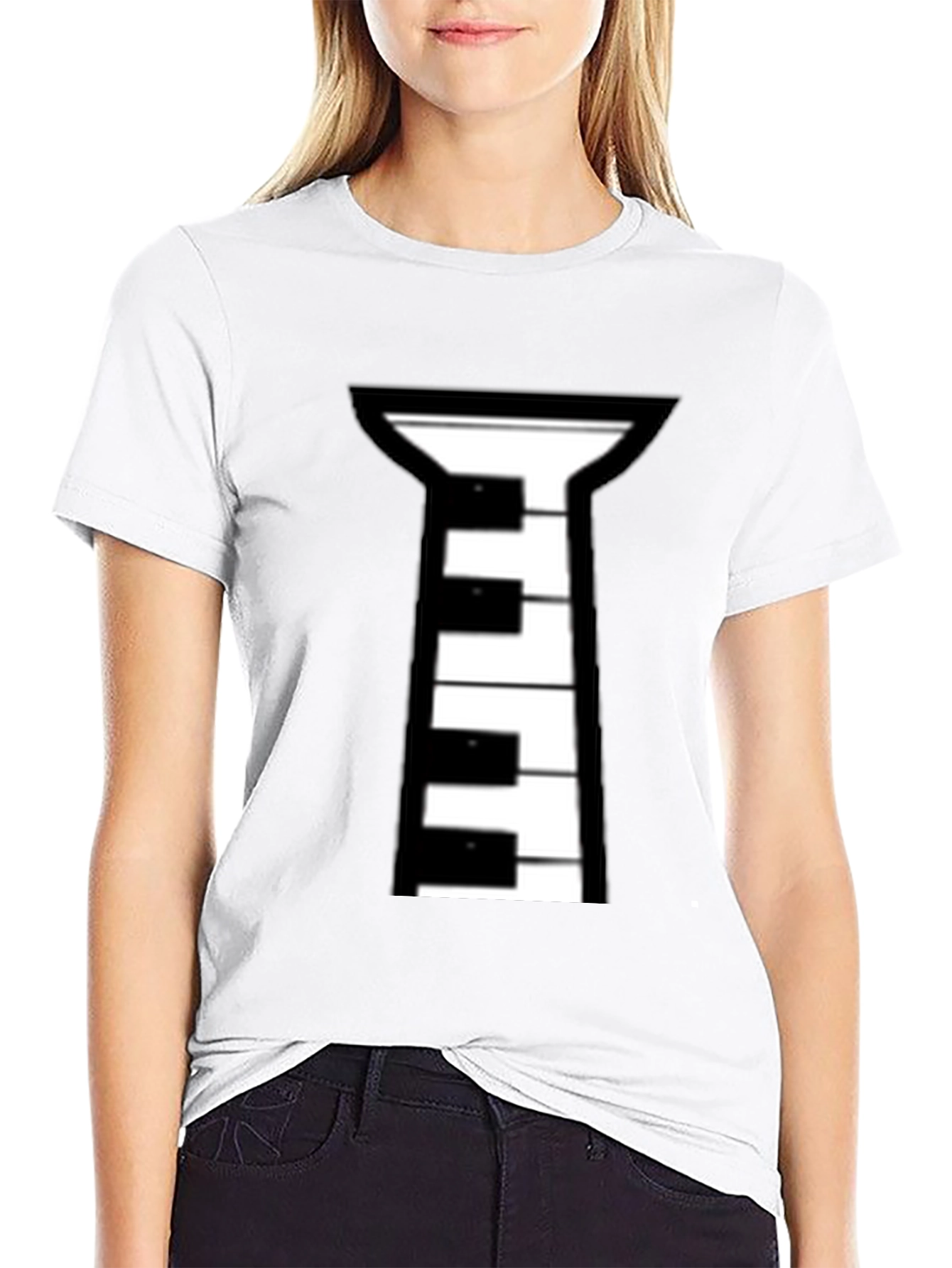 Piano Tie Black T-Shirt - Musical Style