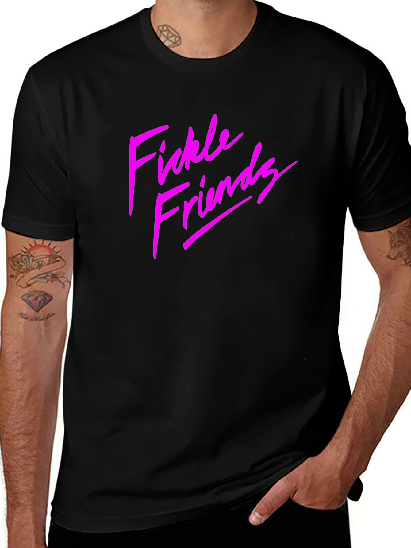 Fickle Friends Graphic Print Black T-Shirt