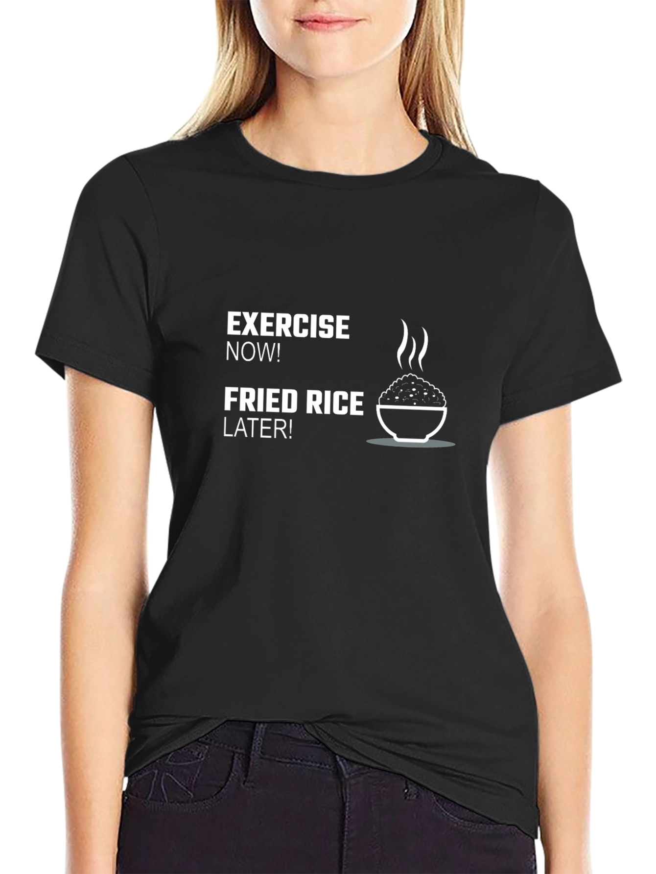 Exercise Now Fried Rice Later Mens T-Shirt