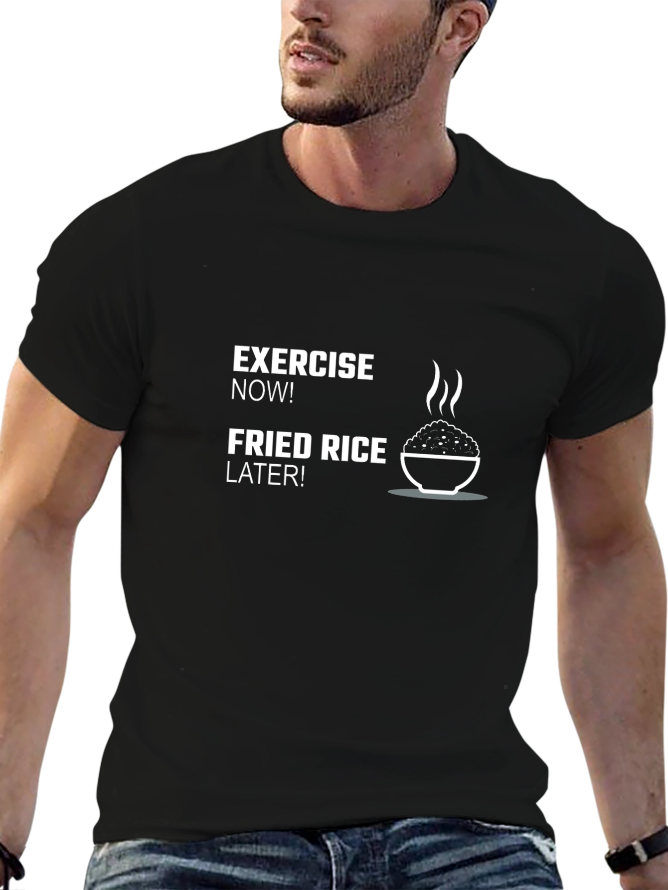 Exercise Now Fried Rice Later Mens T-Shirt