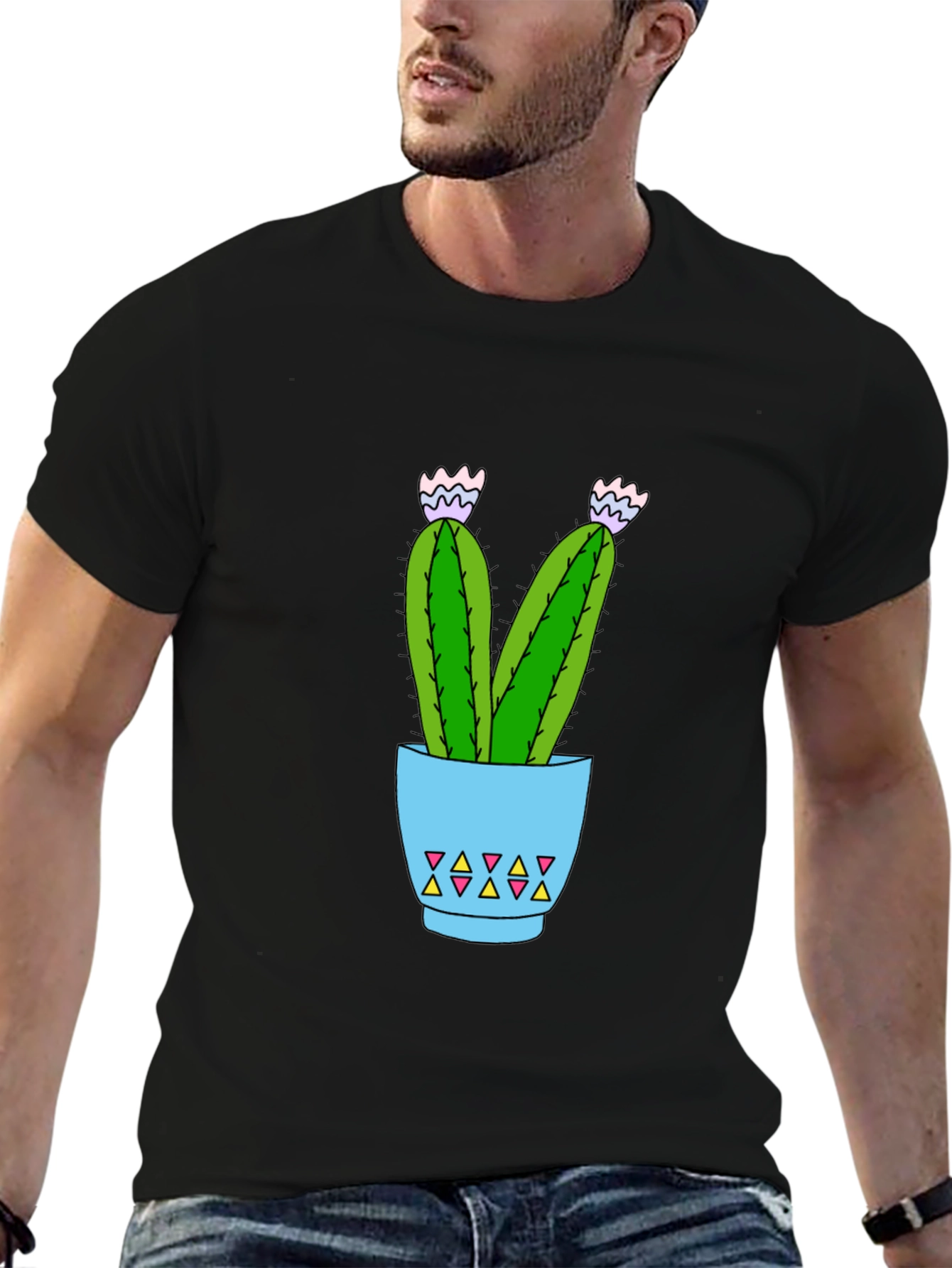 Cactus Potted Plant Graphic T-Shirt